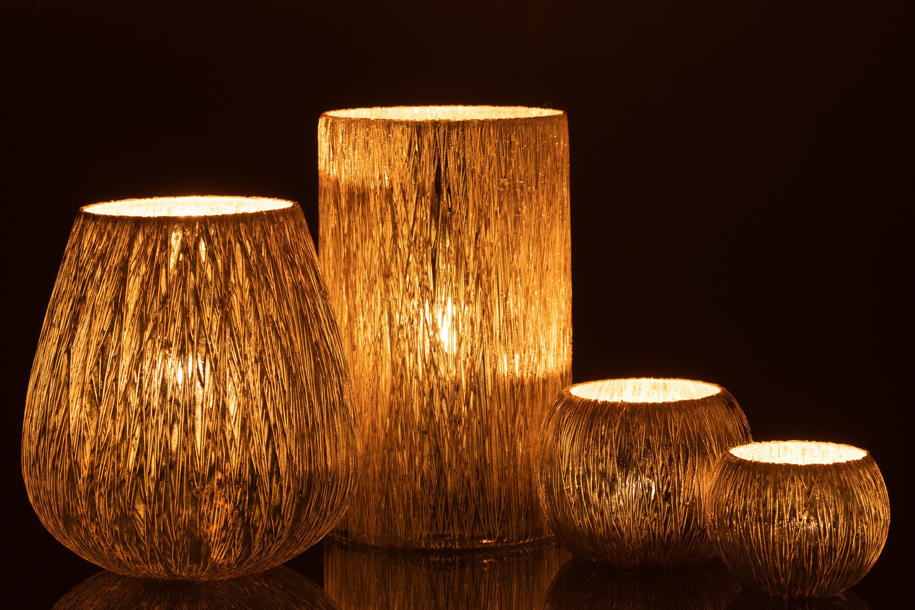 J-Line lantaarn glas zilver groot