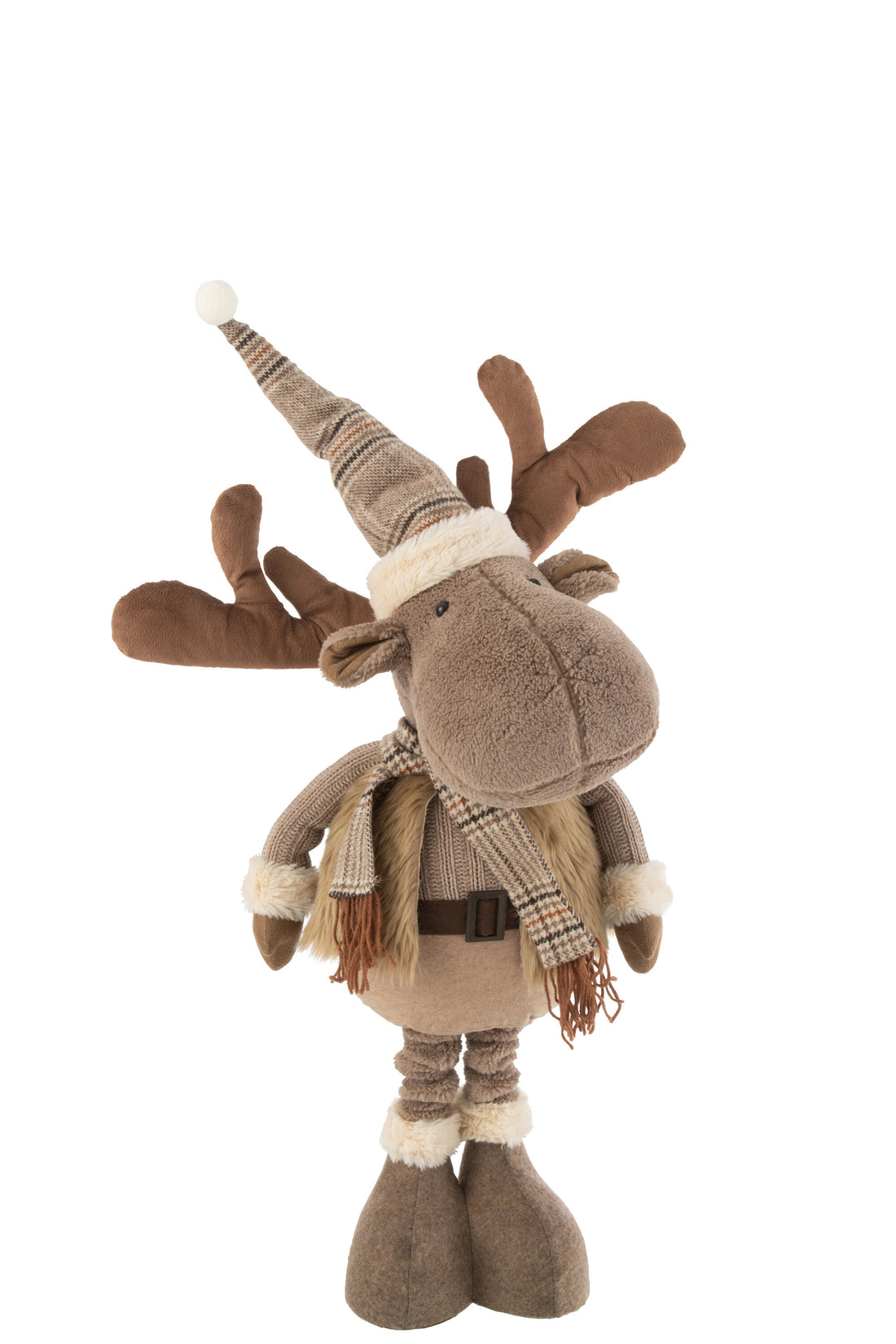 J-Line Rendier Winter Staand Textiel Bruin Large