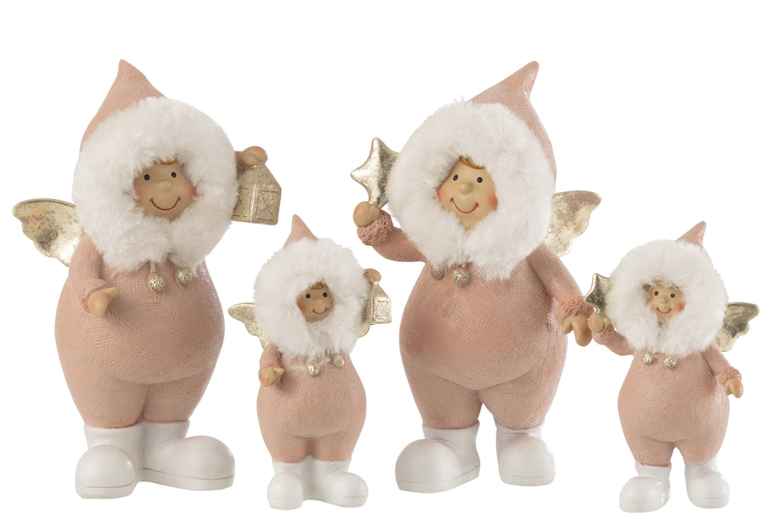 Engel Ster En Lantaarn Poly Roze Groot Assortiment Van 2