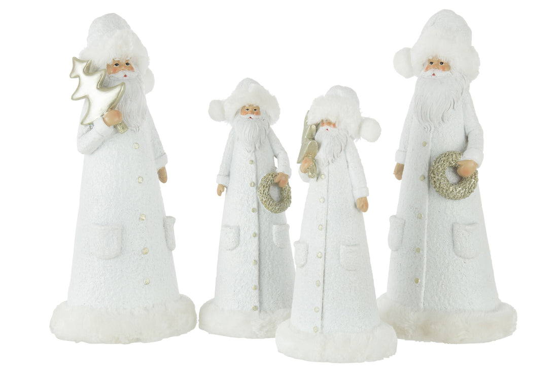 Kerstman Poly Wit/Goud Grote Assortiment Van 2