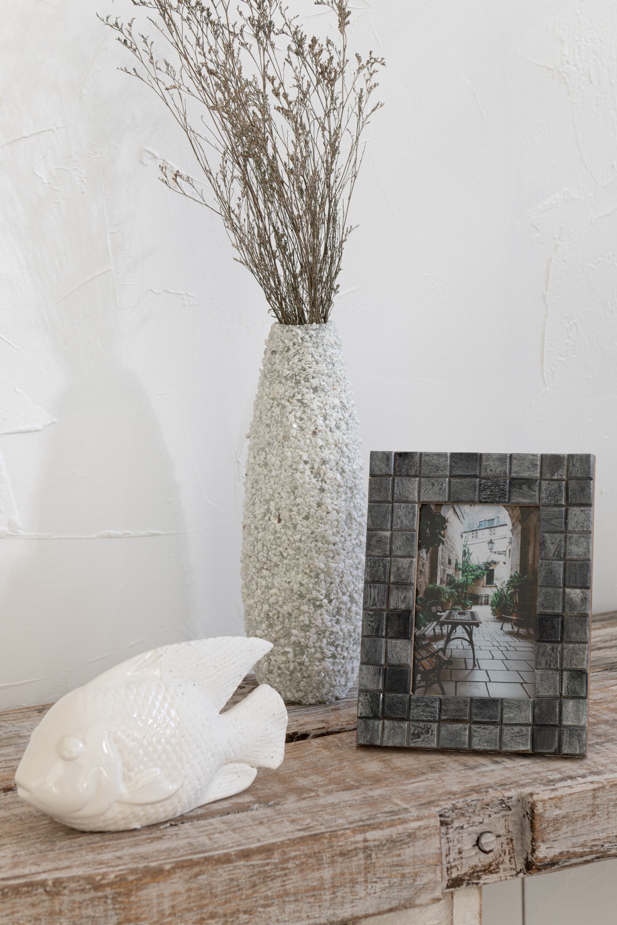 J-Line Fotokader Patroon Vierkant 10X15 Hout/Hoorn Grijs S 17X22cm