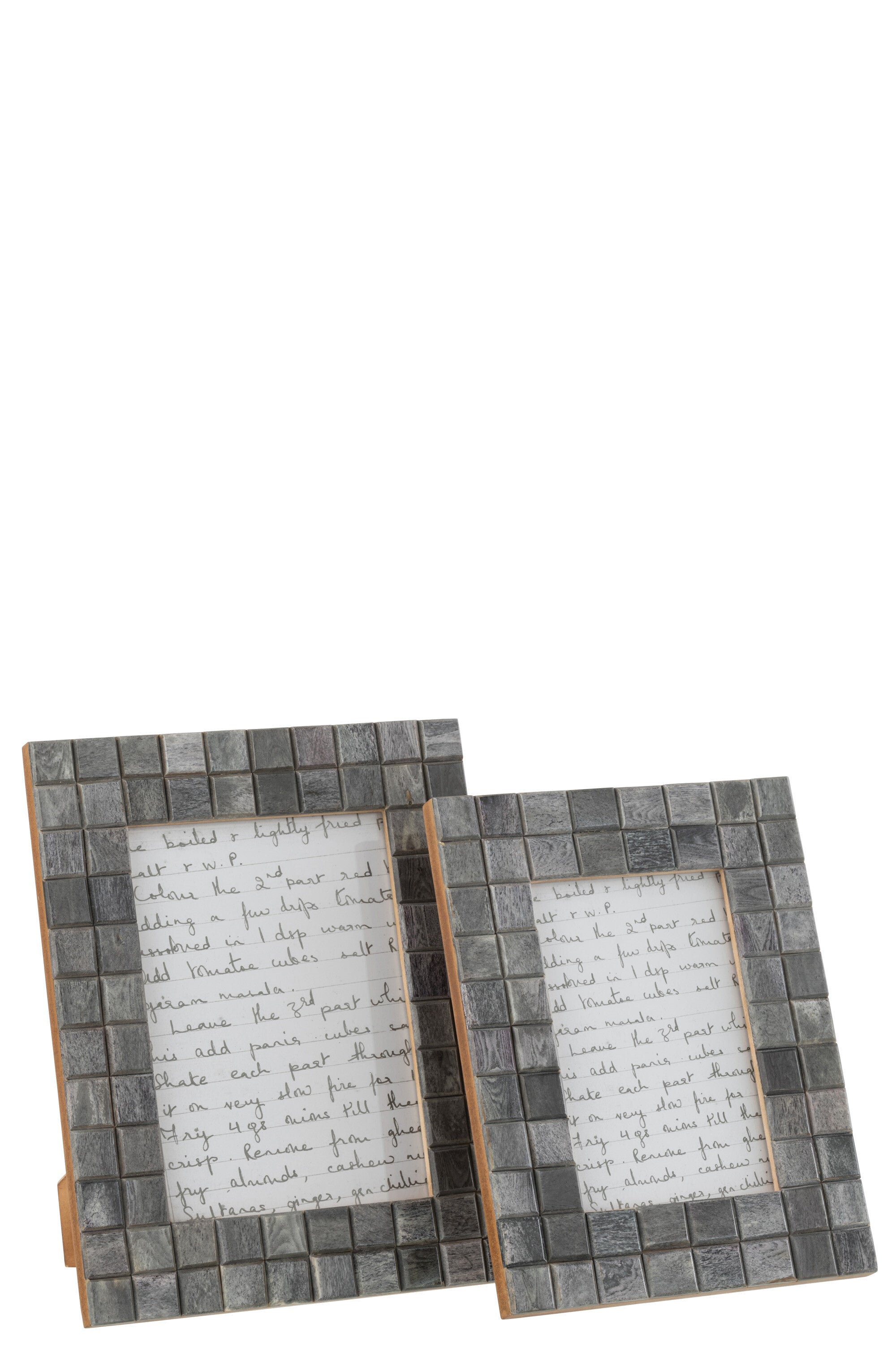 J-Line Fotokader Patroon Vierkant 13X18 Hout/Hoorn Grijs L 19X24cm