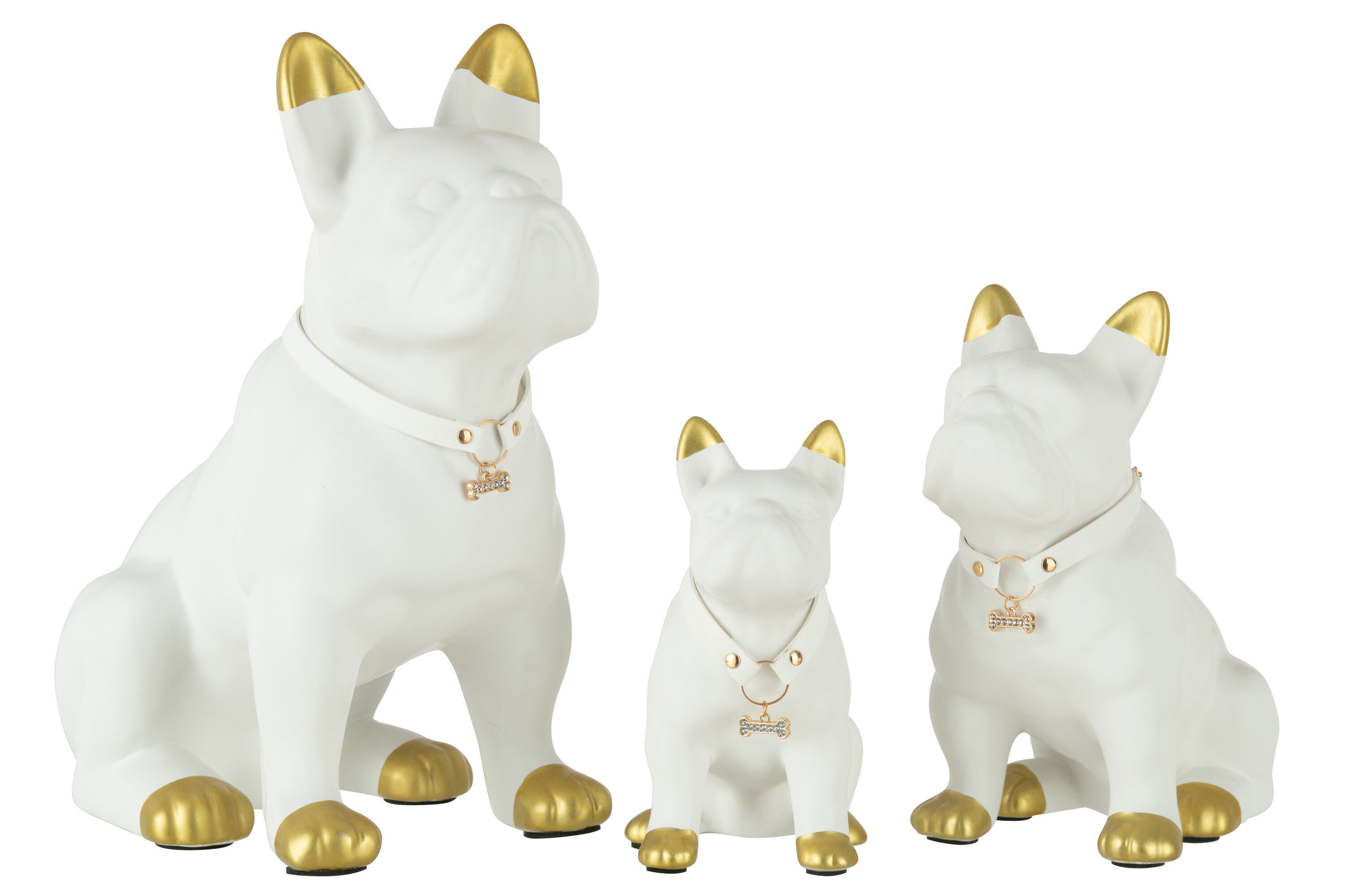 J-Line Hond Keramiek Wit/Goud Large
