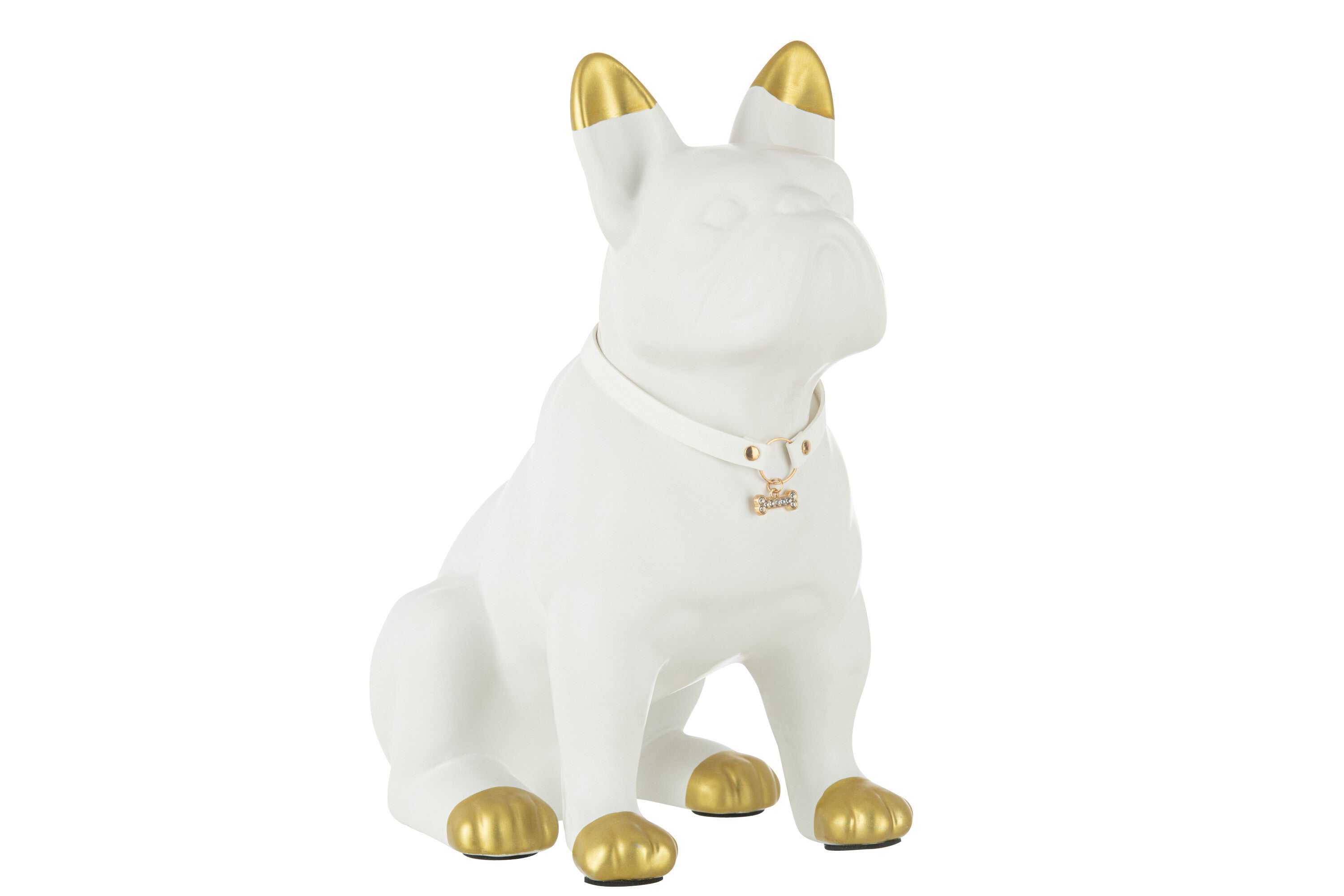 J-Line Hond Keramiek Wit/Goud Large