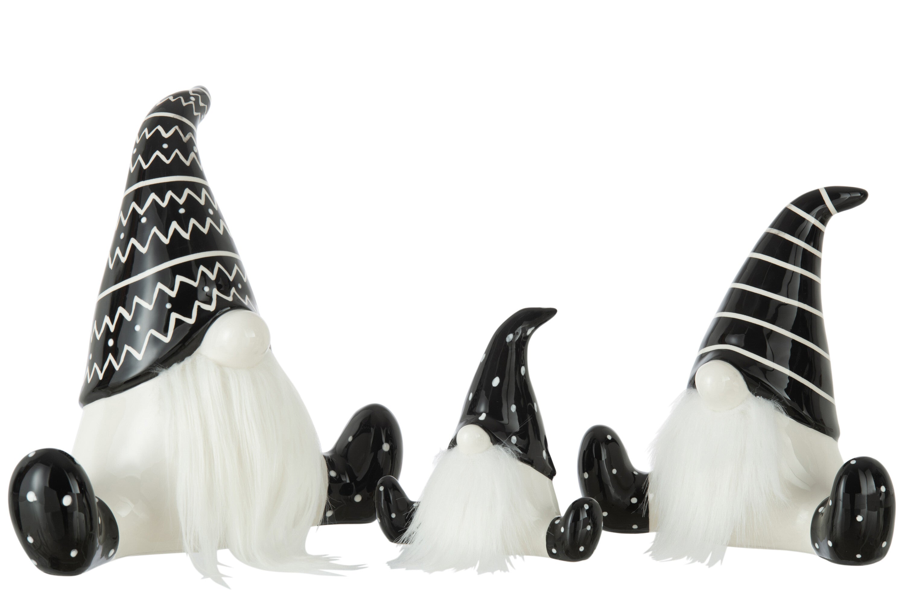 J-Line Kersthanger - keramiek - zwart/wit - large