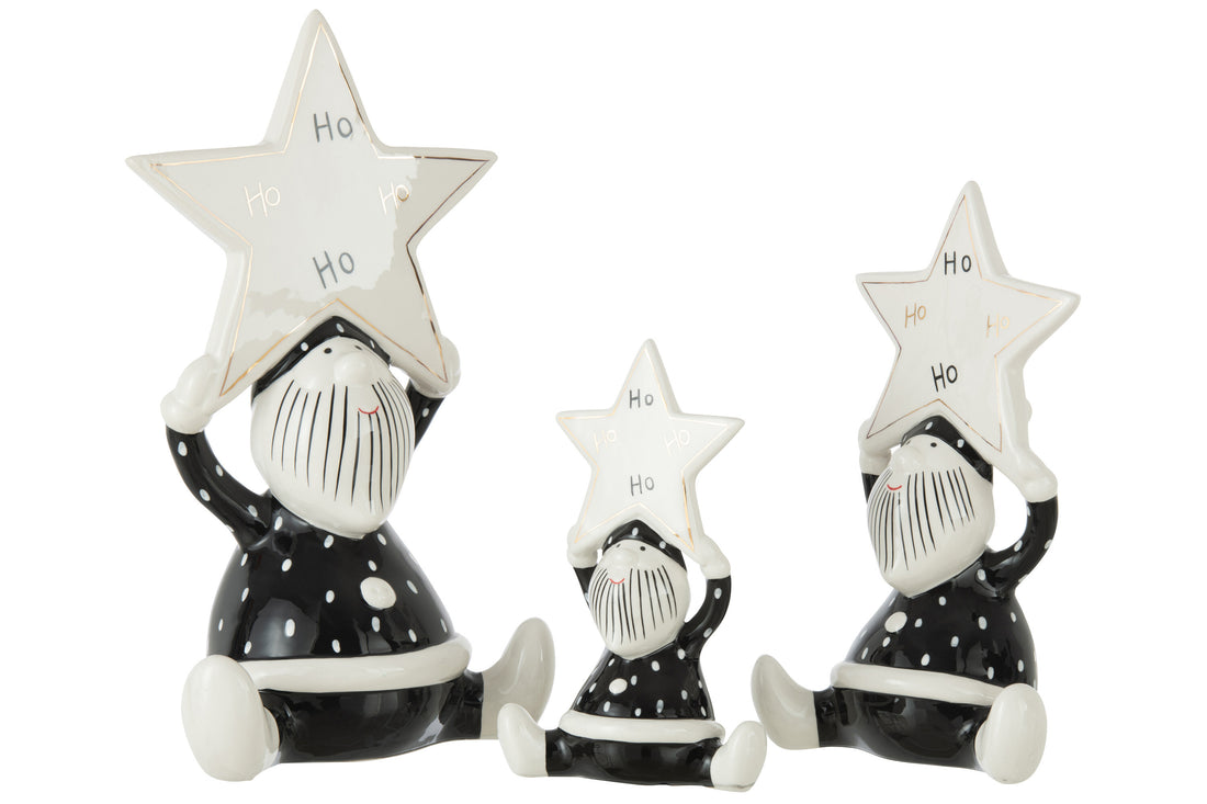 J-Line Kersthanger - keramiek - zwart/wit - large