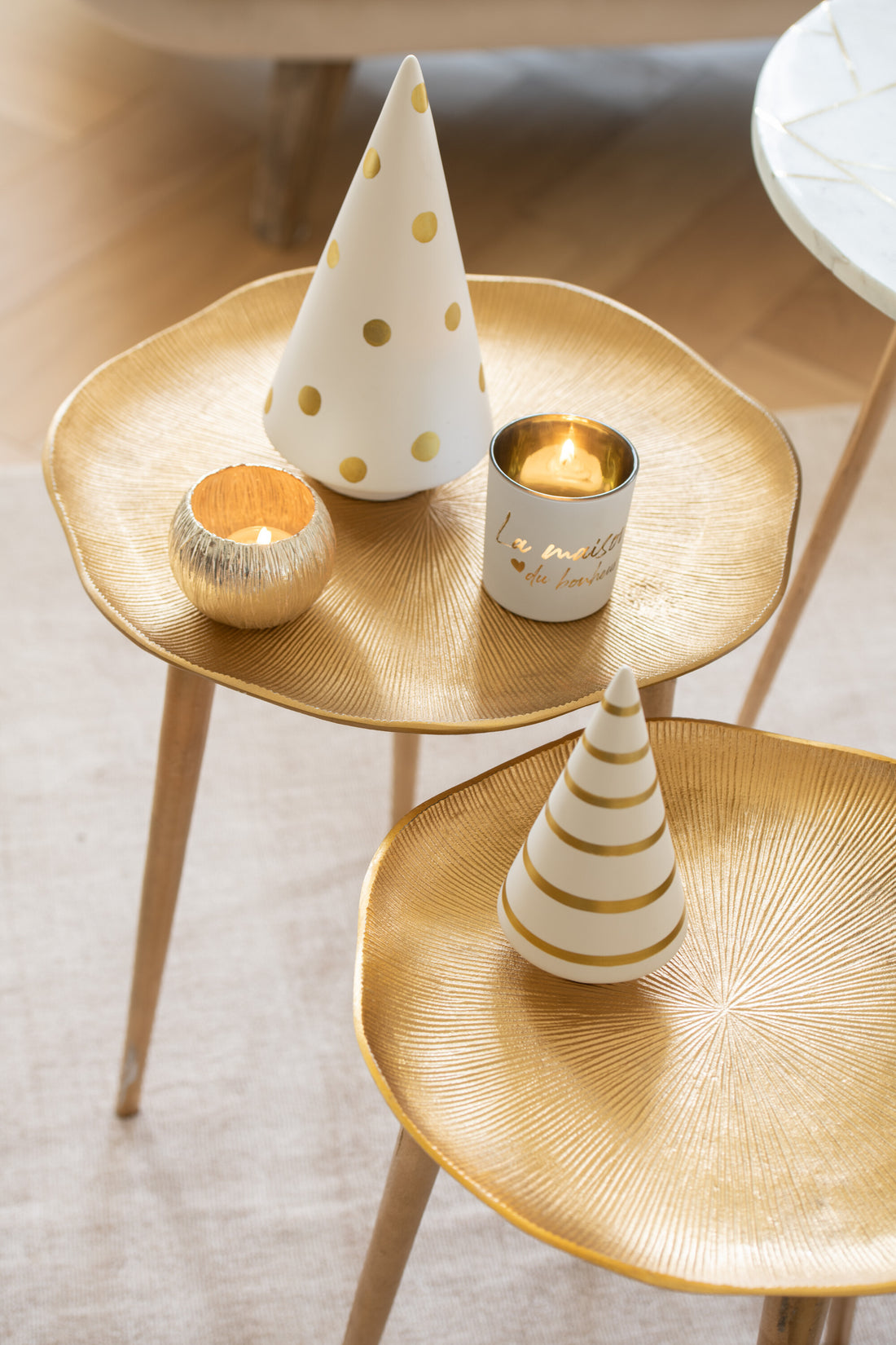 Boom Keramische stippen / strepen Goud / Wit Medium Ass2