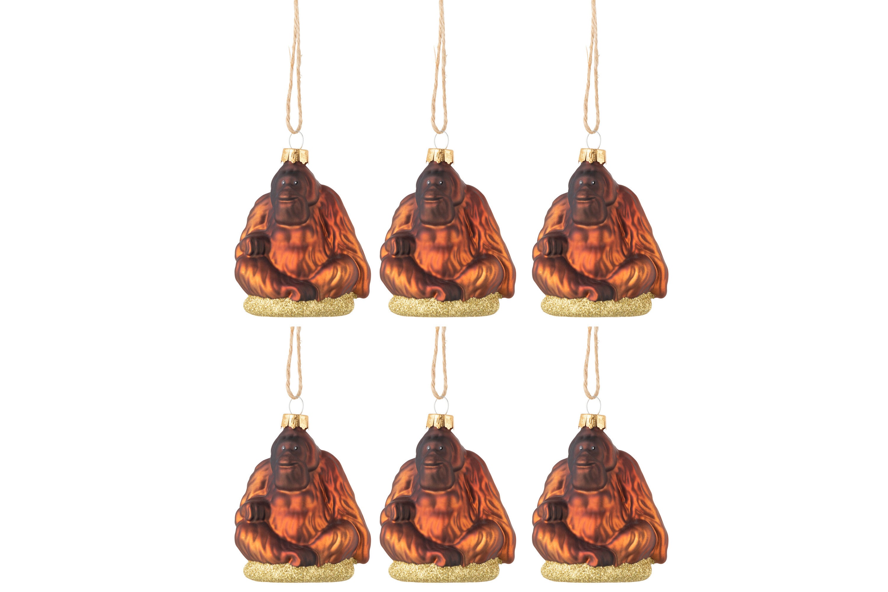 J-Line Doos met 6 kerstballen Gorilla Glass Bruin