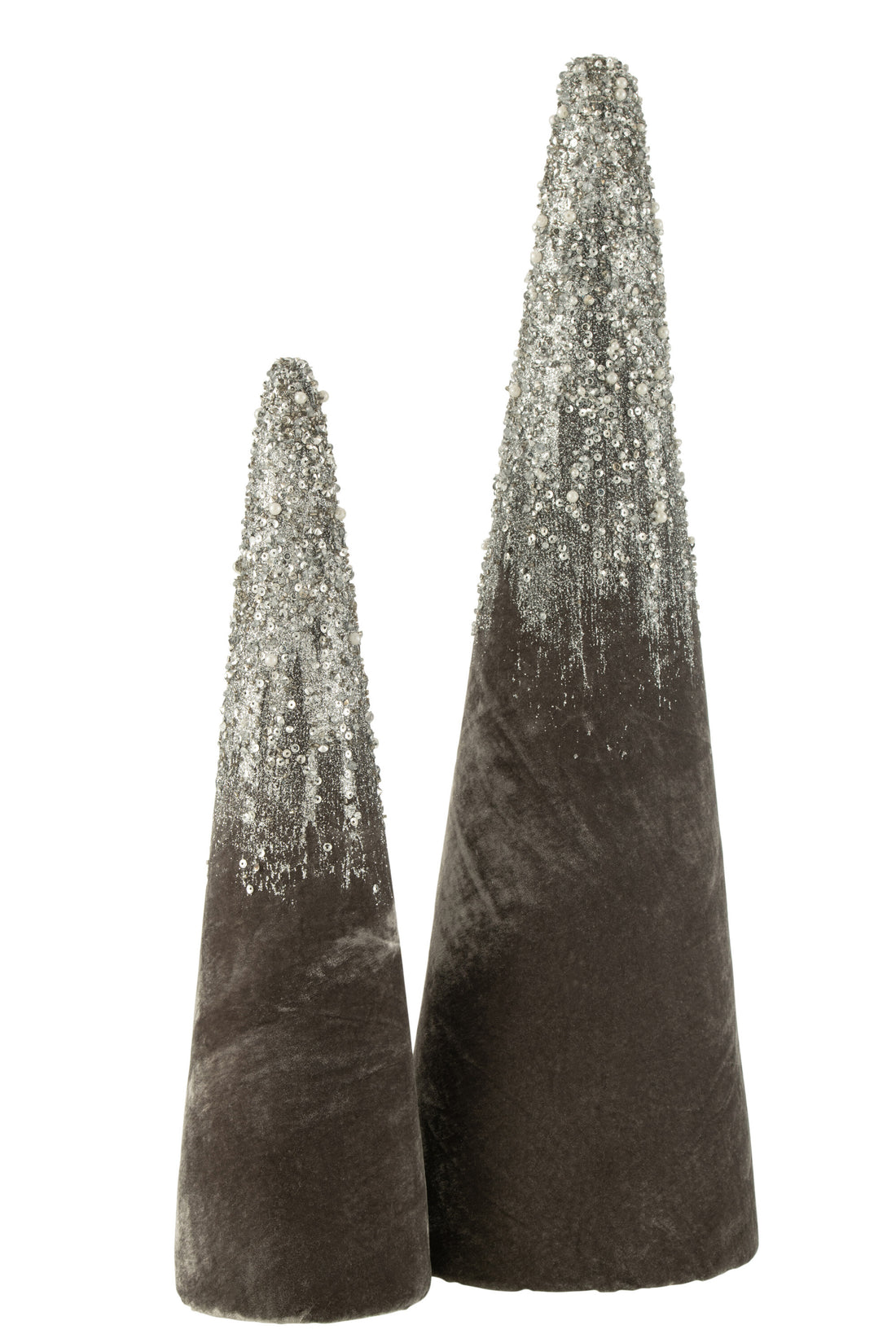 Kegel Fluweel Grijs Parels Goud Groot