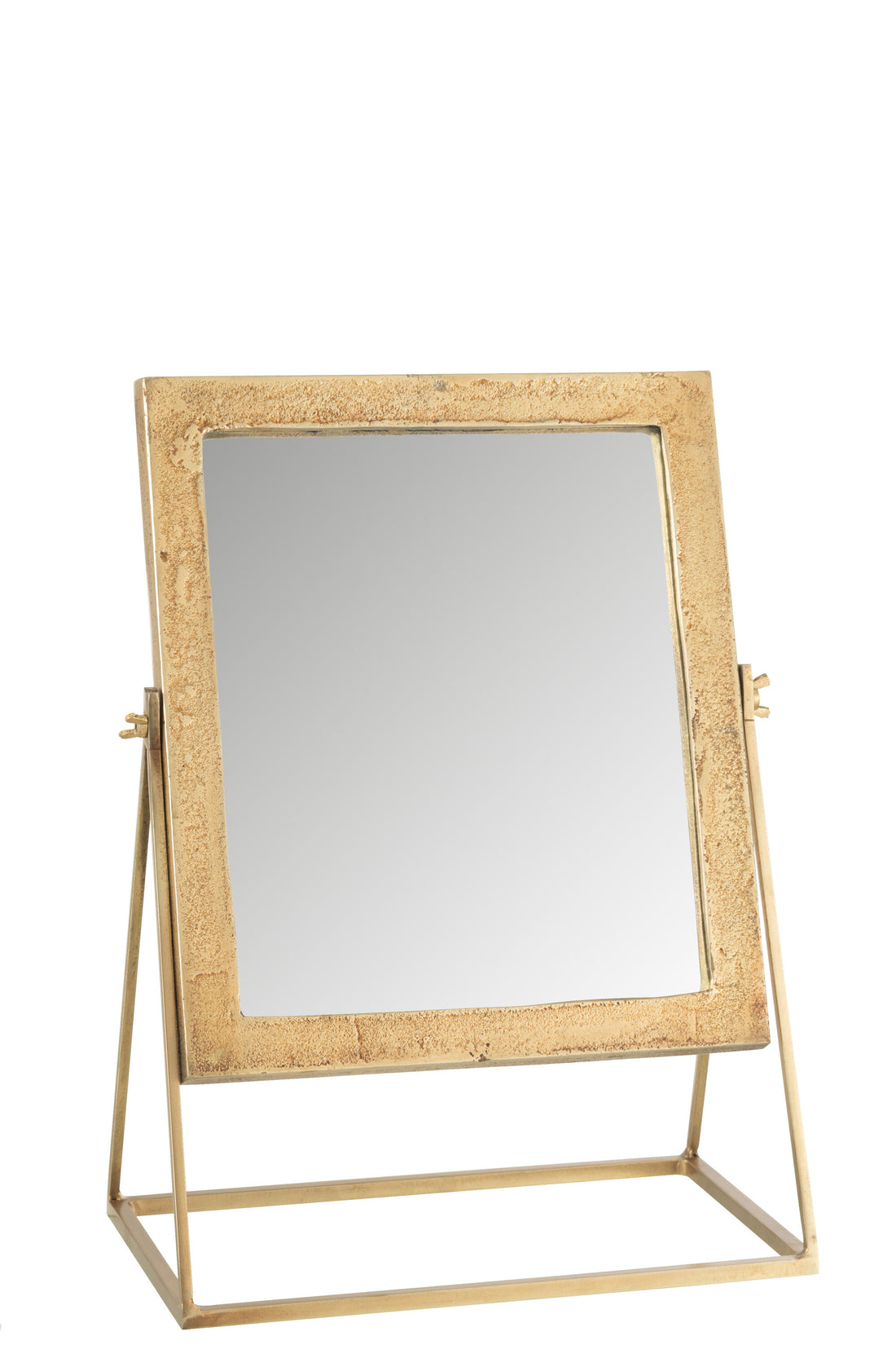 J-Line Spiegel Vierkant Op Voet Metaal Goud - Wandspiegel 34.00 x 20.00 cm