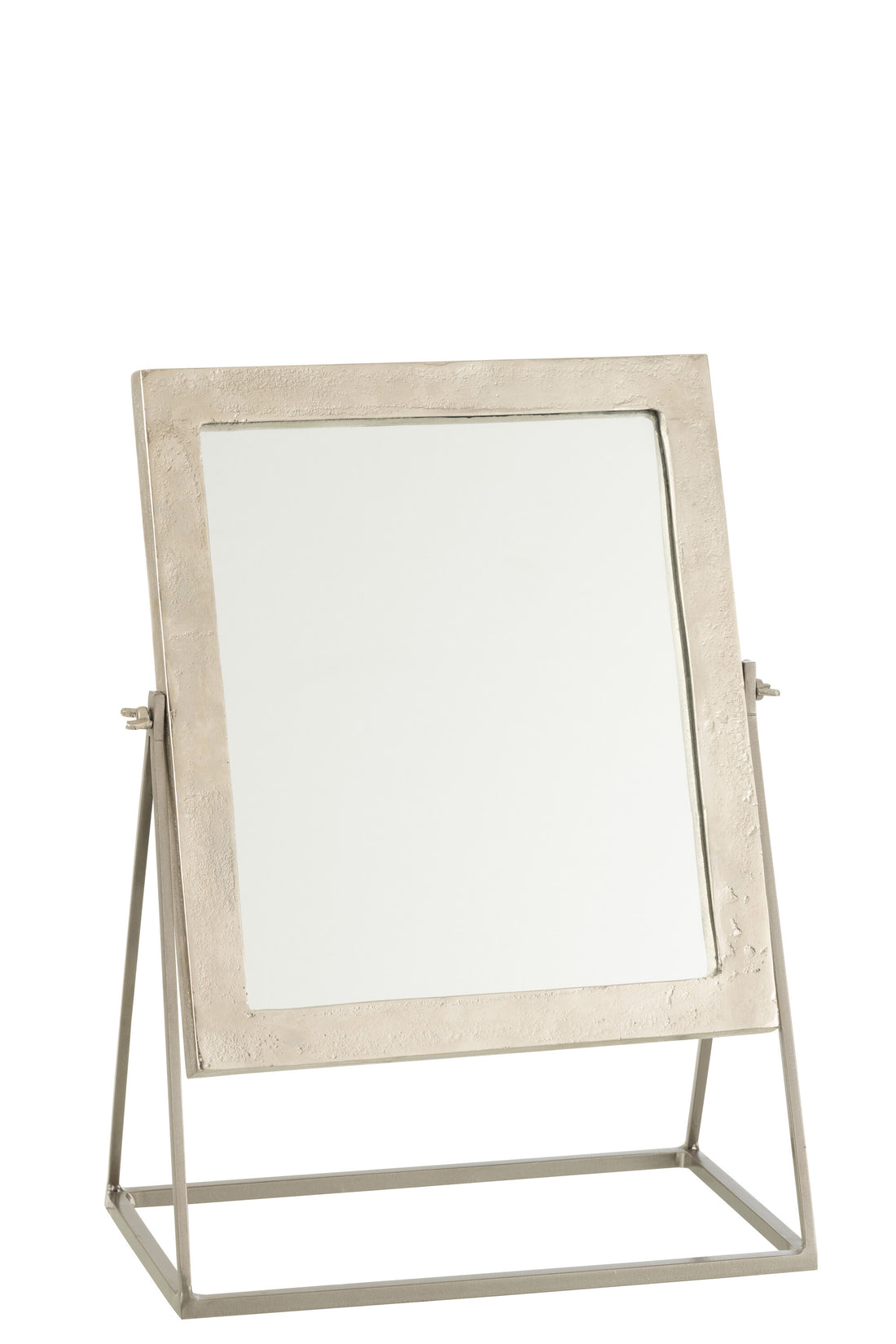 J-Line Spiegel Vierkant Op Voet Metaal Zilver - Wandspiegel 34.00 x 20.00 cm