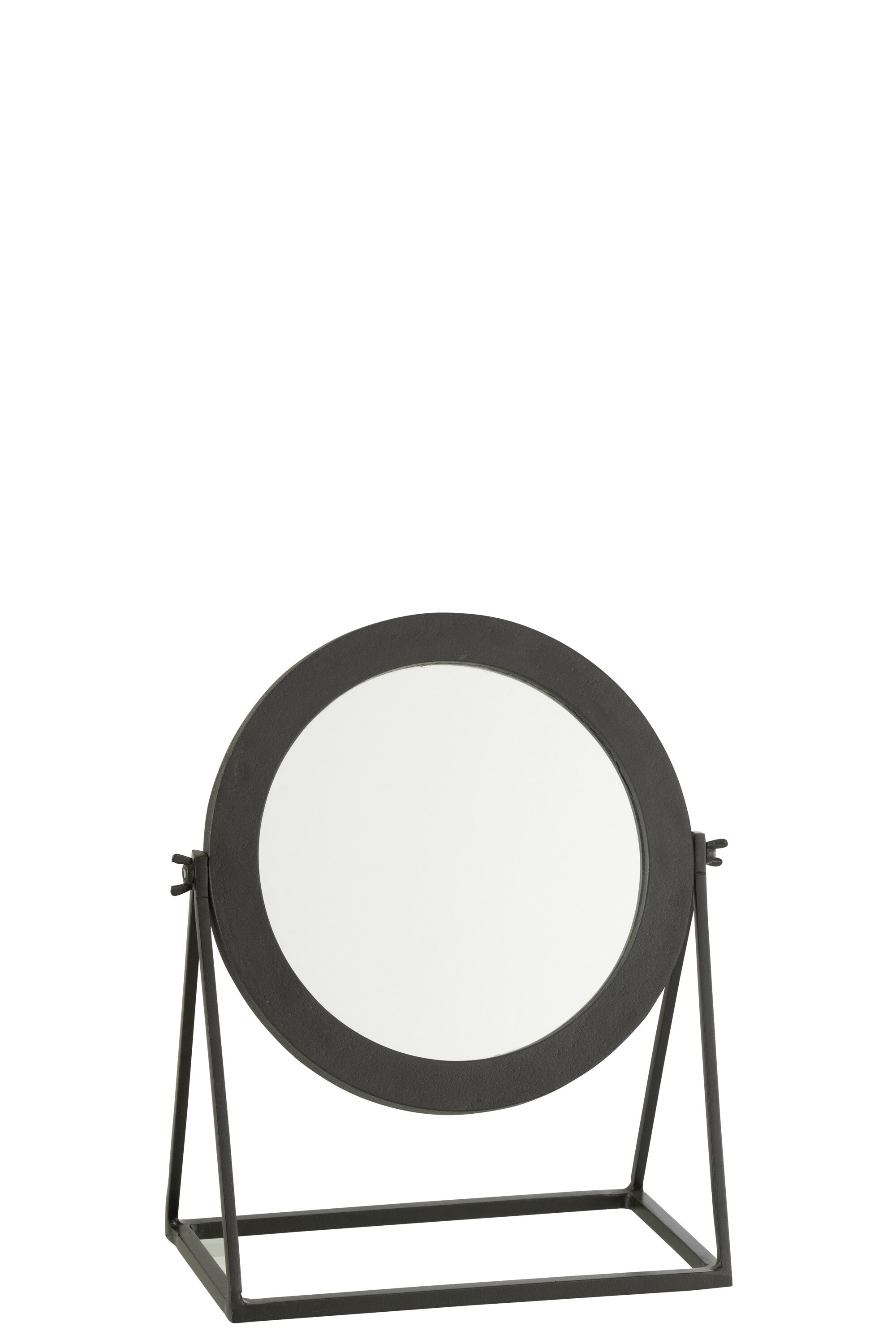 J-Line Spiegel Rond Op Voet Metaal Zwart - Wandspiegel 35.00 x 30.00 cm