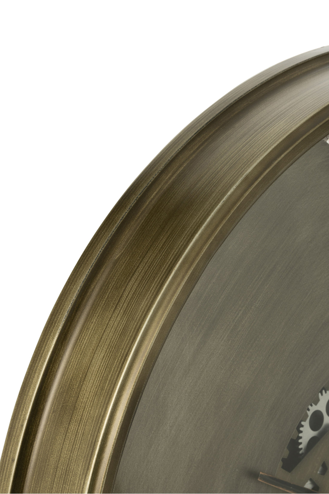 Klok rond 4 Romeinse cijfers tandwielen metaal antiek koper