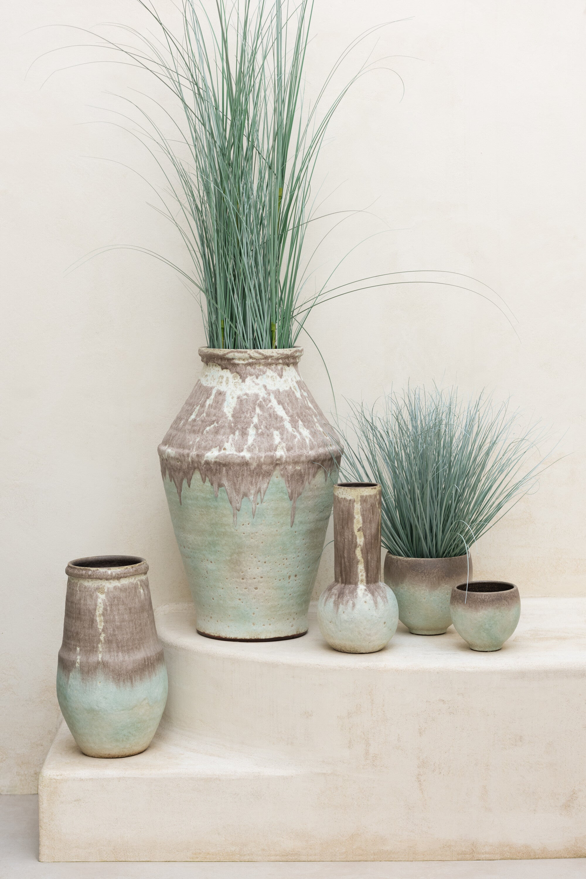 Grassen in pot plastic blauw/groen extra groot