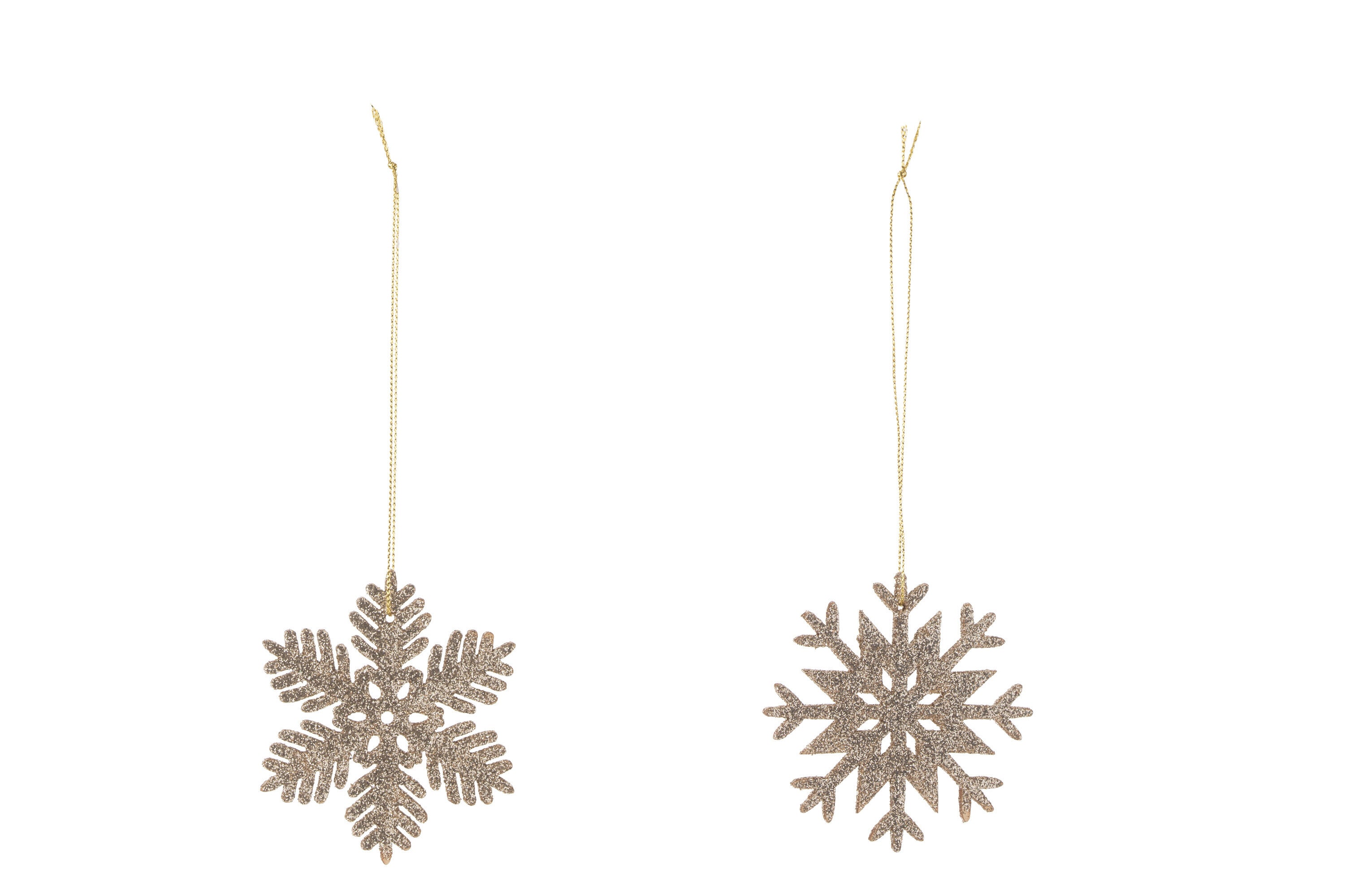 Hanger Sneeuwvlok Glitter Champagne Assortiment Van 2