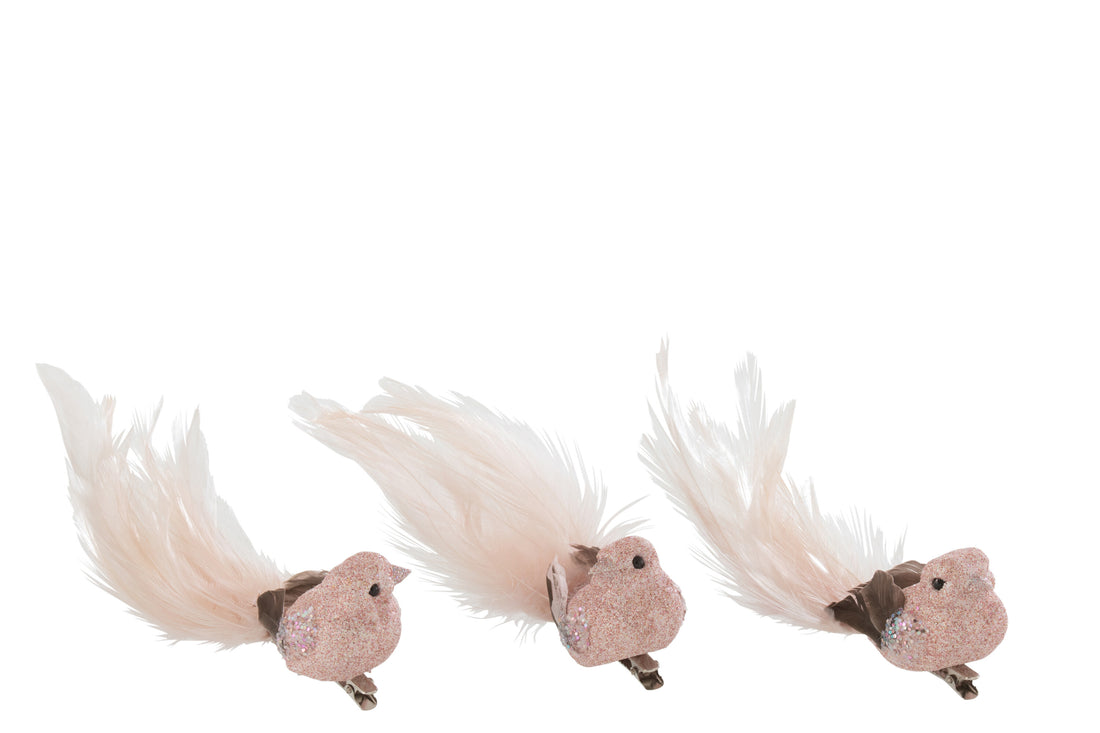 Vogel+Clip Glitter Lichtroze Assortiment Van 3