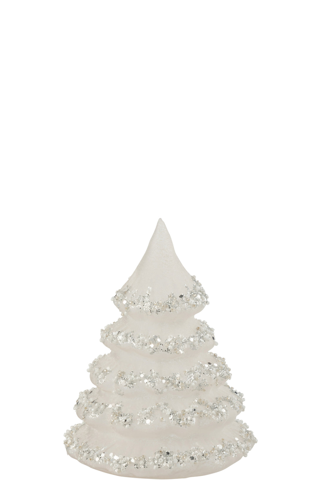 J-Line Christmas Tree Lines Glitter+Pearls White/Silver Glass Small