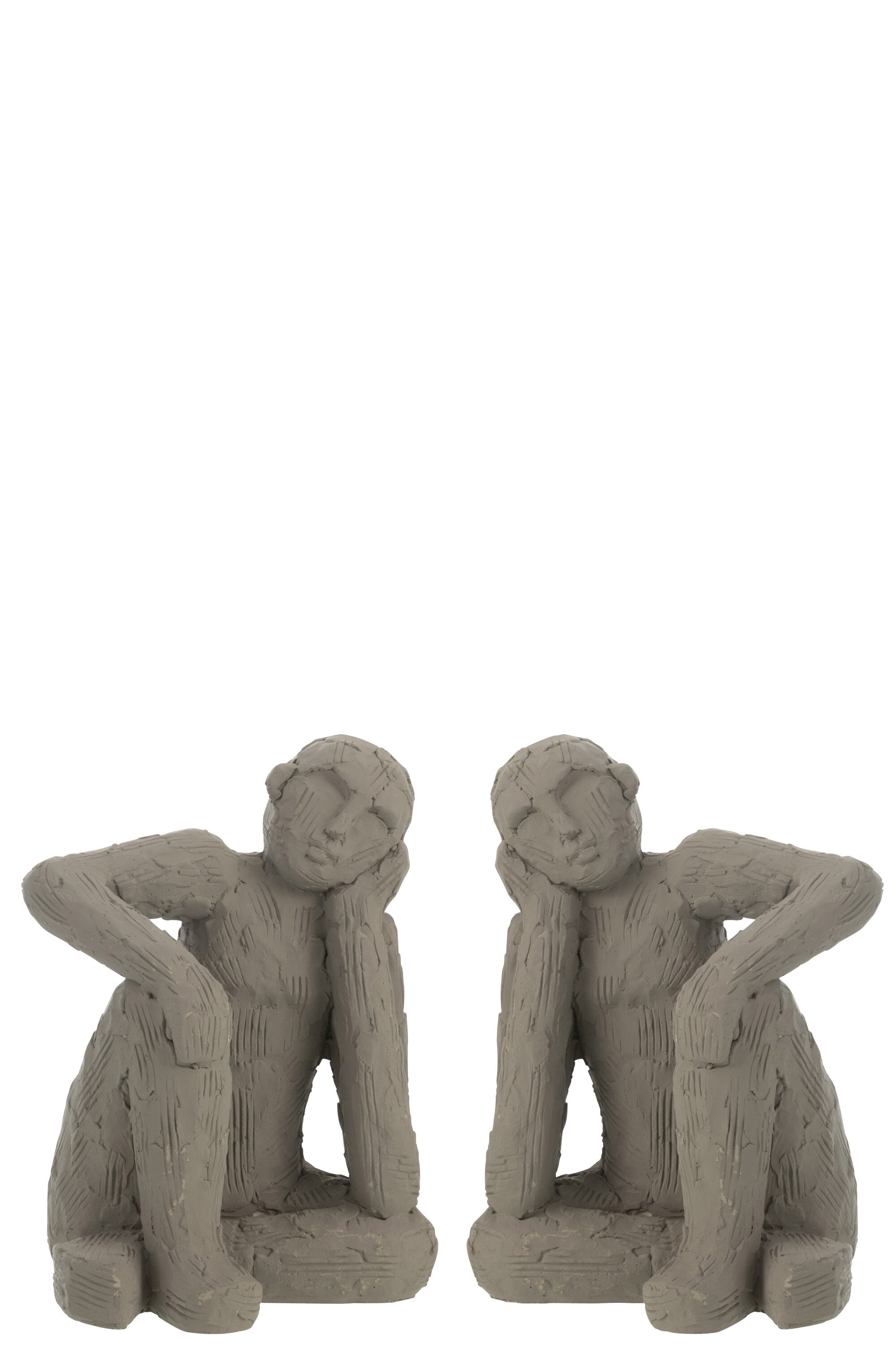 Set van 2 boekensteunen zittend cement grijs groot