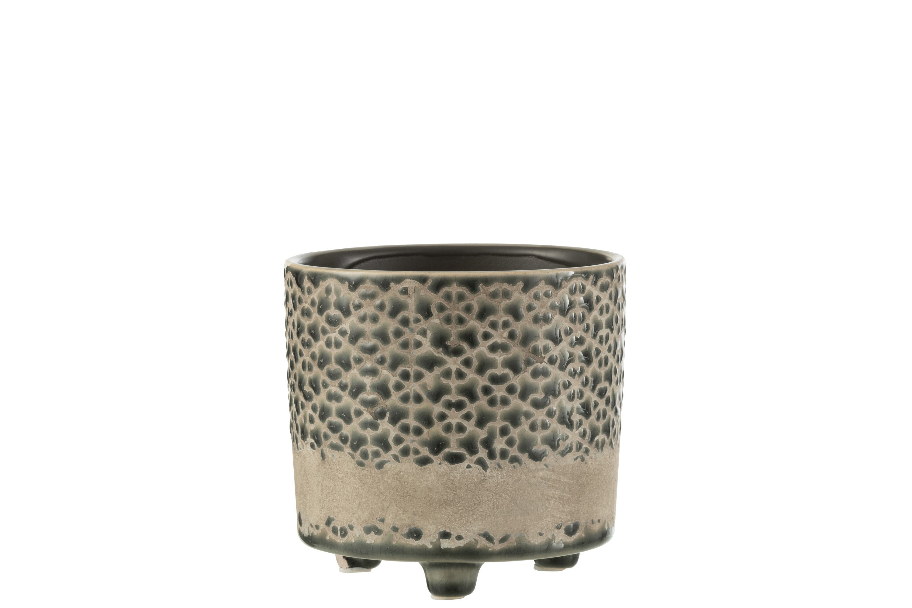 J-Line Bloempot Mozaiek Keramiek Grijs/Blauw Small