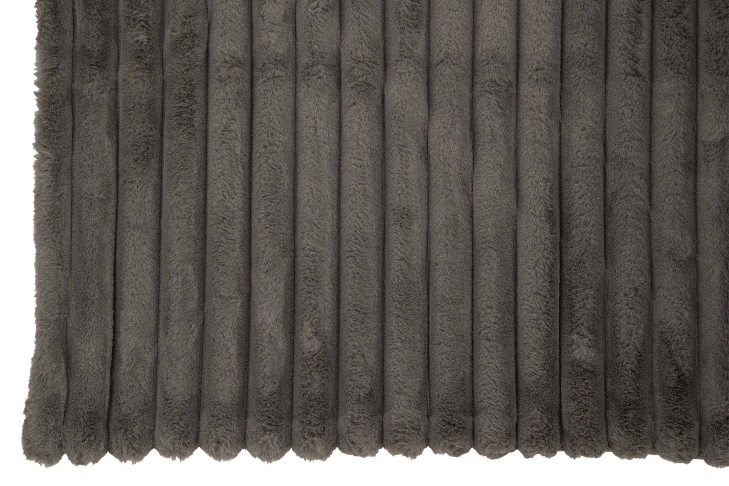 J-Line Plaid corduroy - polyester - donkergrijs - 180 x 130 cm