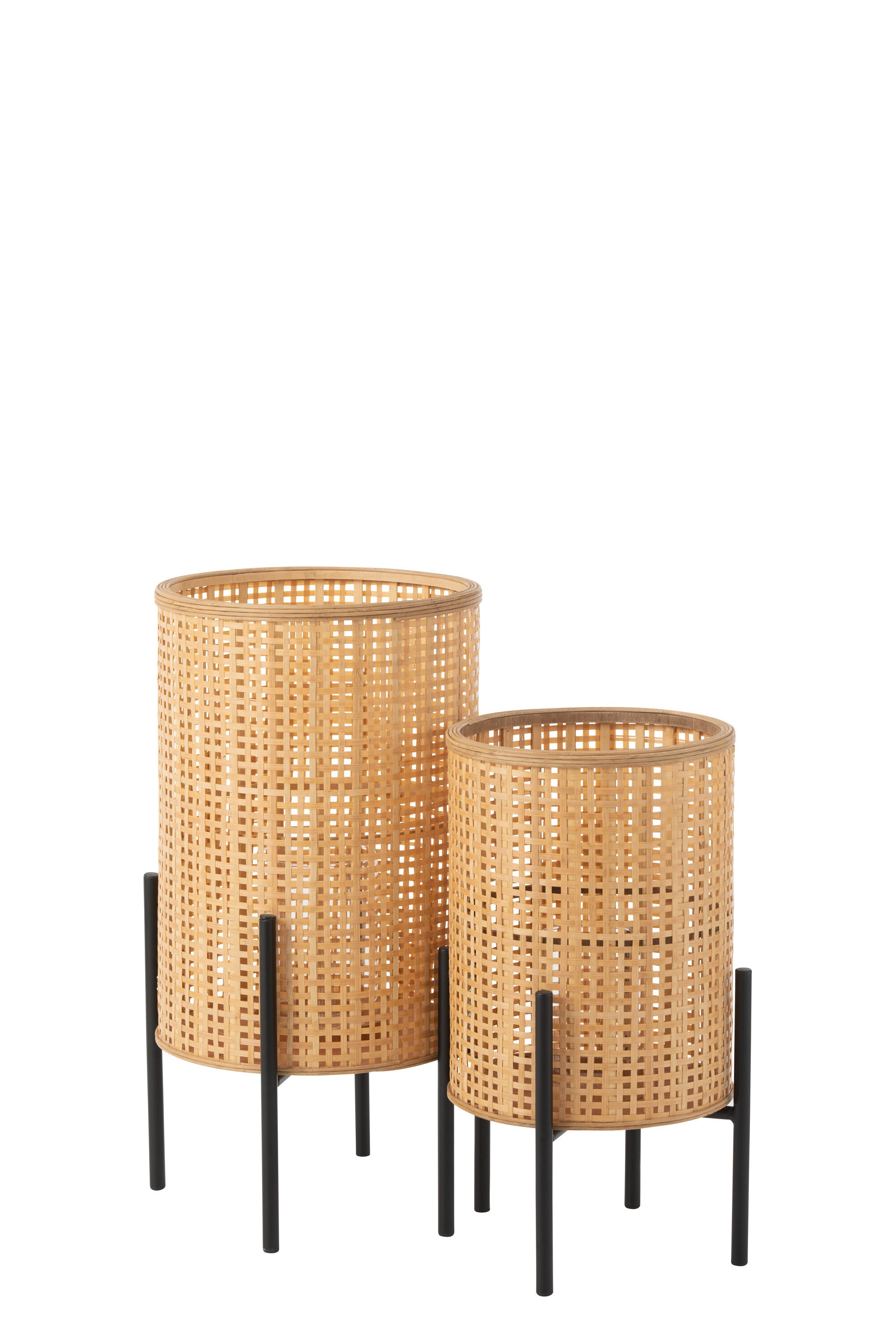 J-Line Lantaarn Op Voet Bamboo Naturel Small