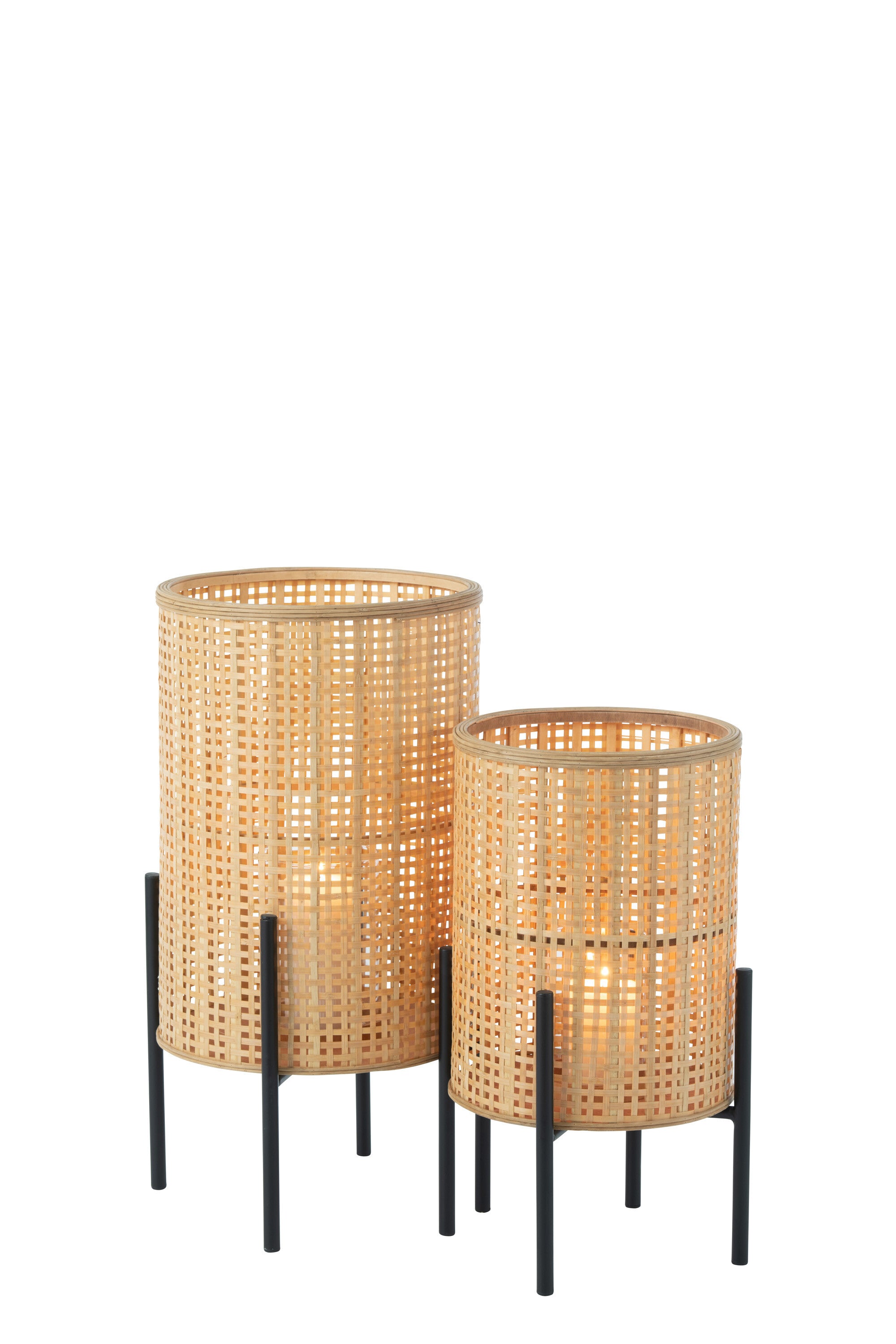 J-Line Lantaarn Op Voet Bamboo Naturel Small