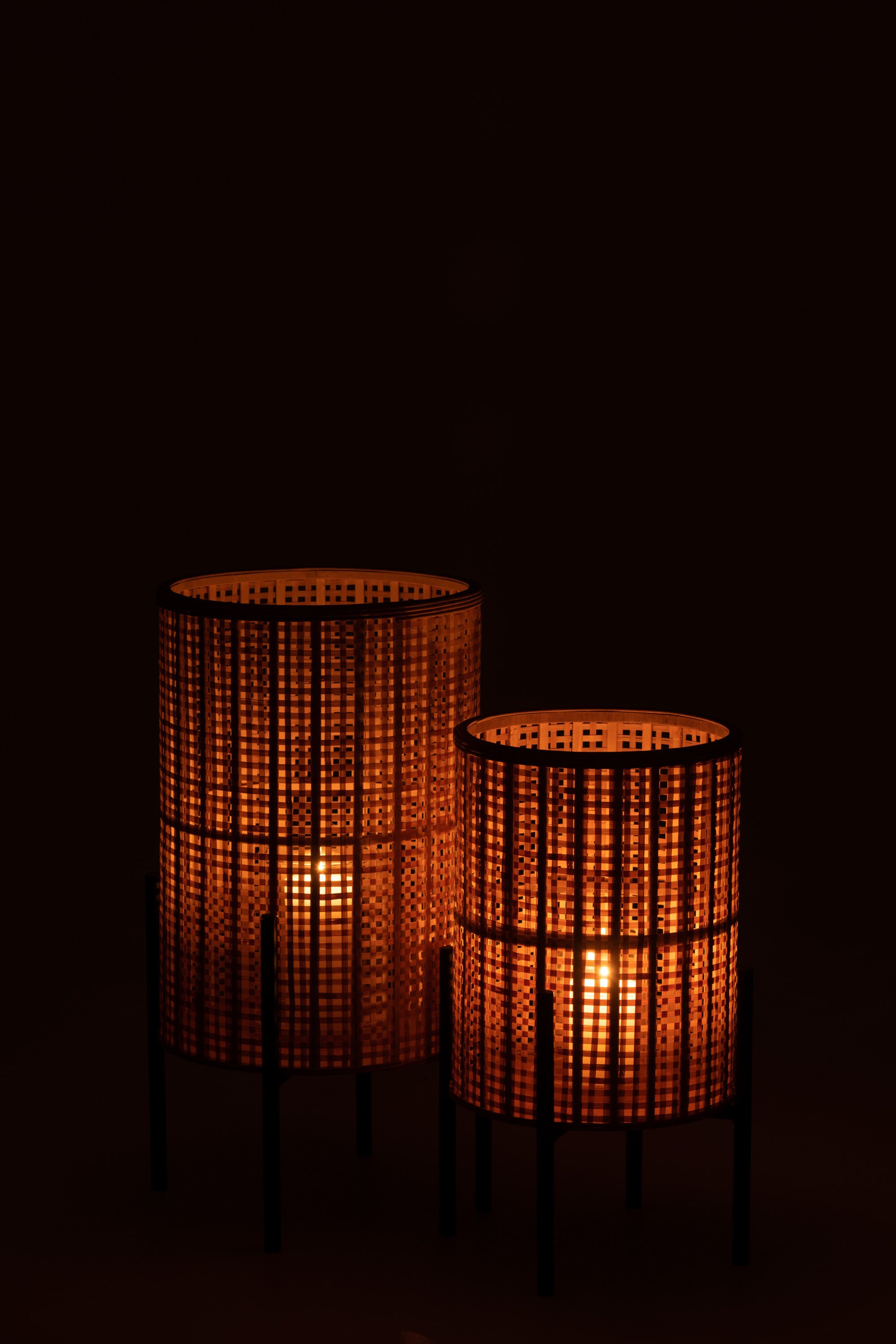 J-Line Lantaarn Op Voet Bamboo Naturel Small