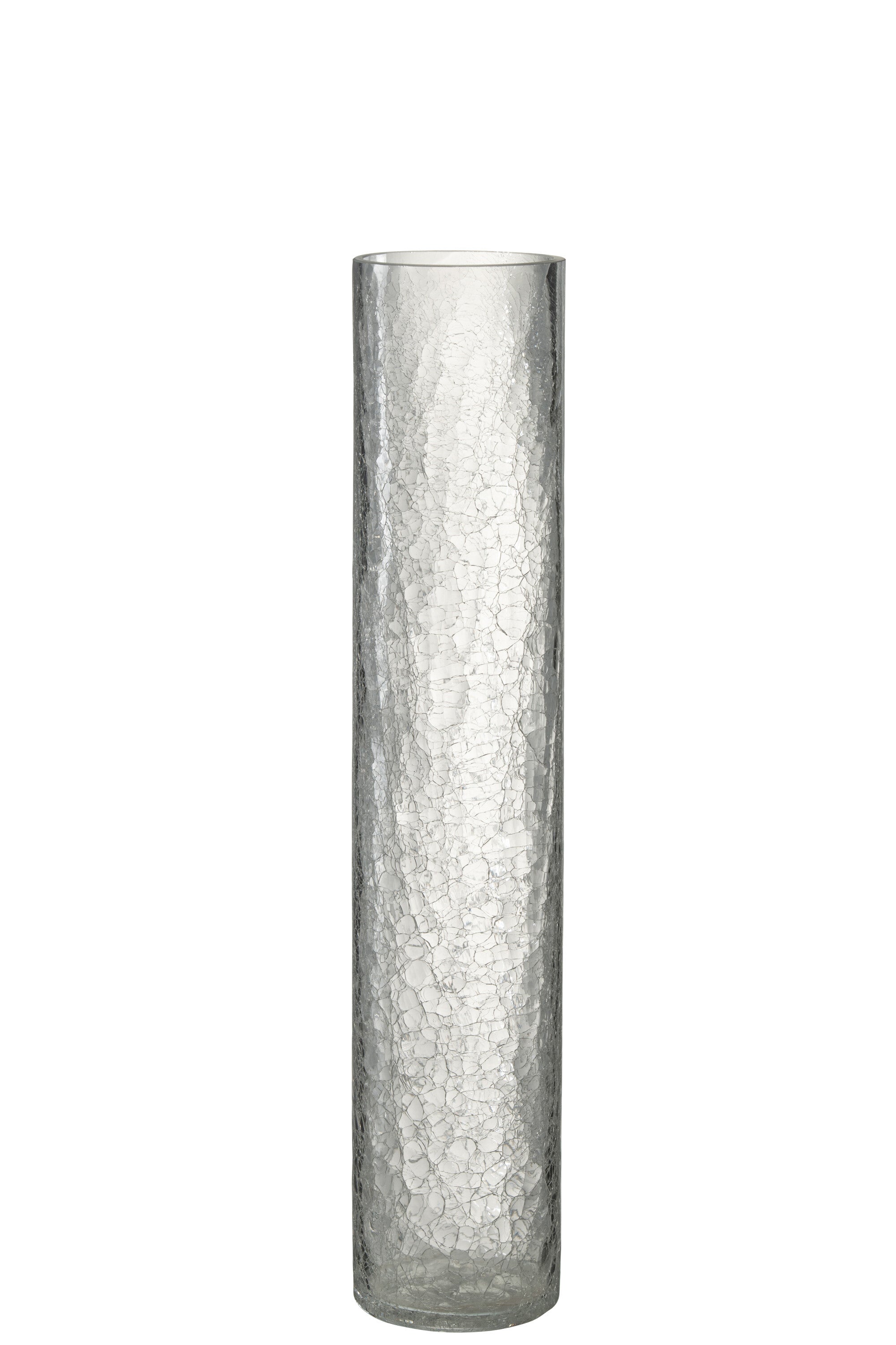 J-Line Vaas Cylinder Half Crackle Glas Transparant Large - 50.00 cm hoog