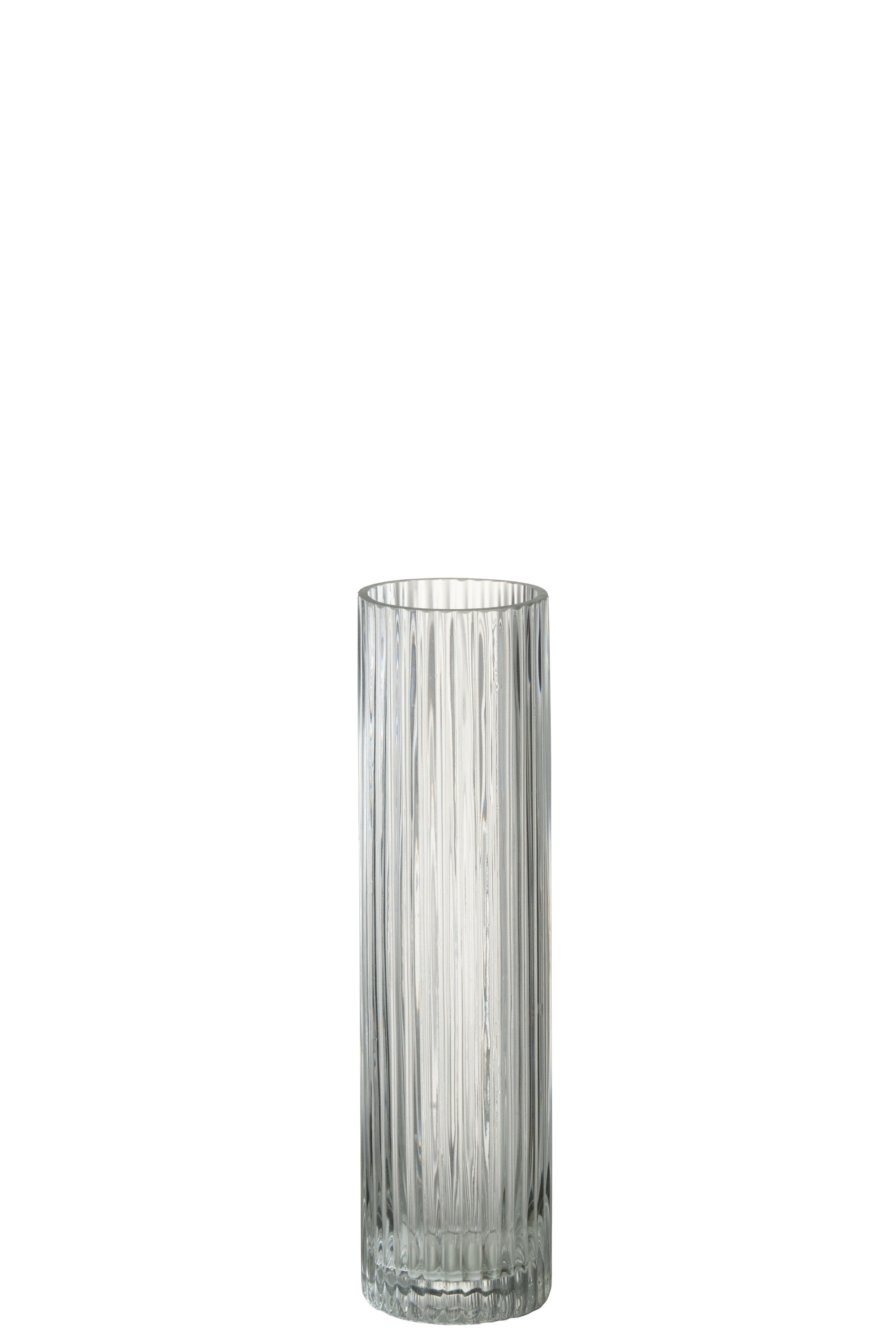 J-Line Vaas Cylinder Lijnen Glas Transparant Medium - 30.00 cm hoog