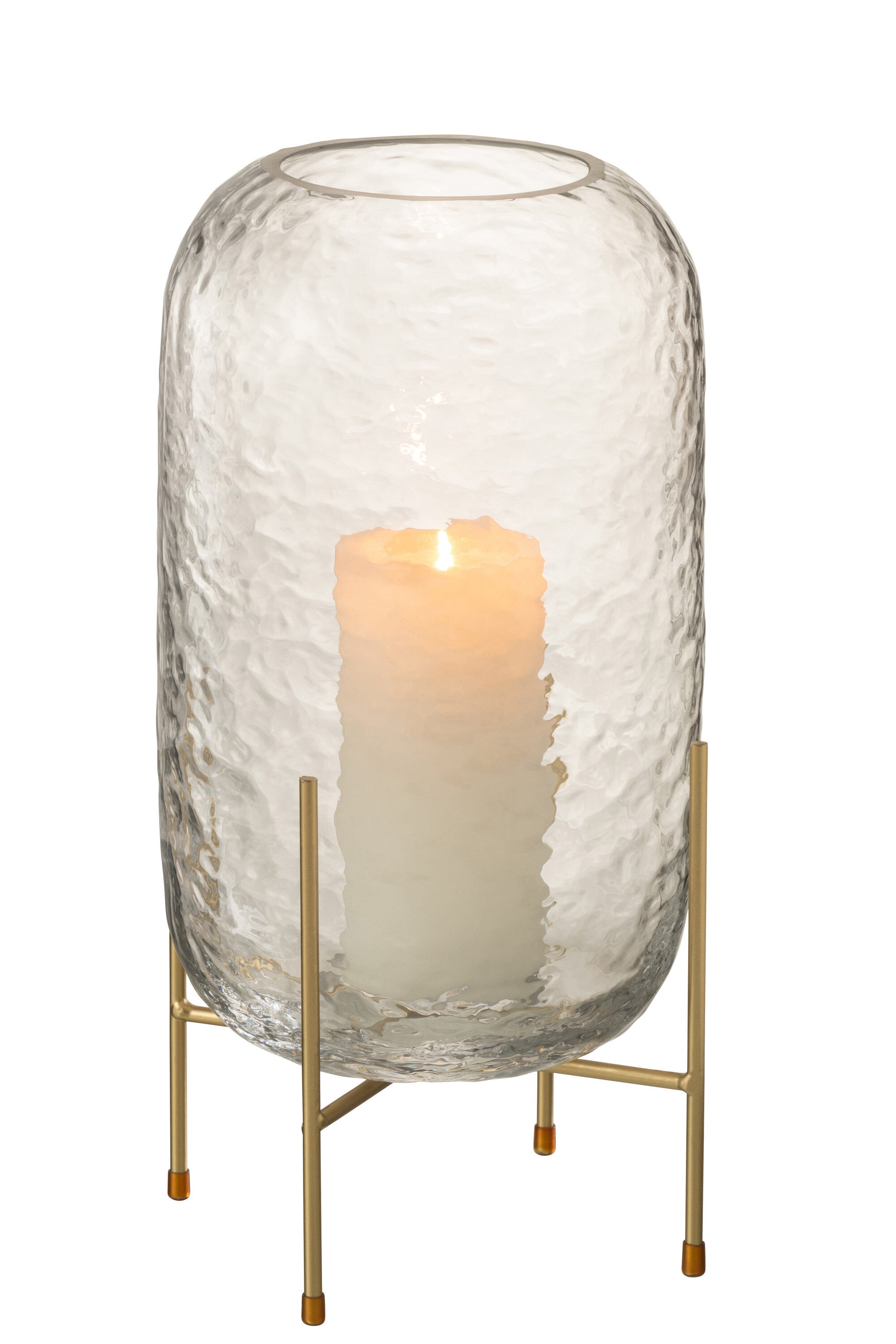 J-Line Vaas Rond Op Voet Glas Transparant Large - 37.00 cm hoog