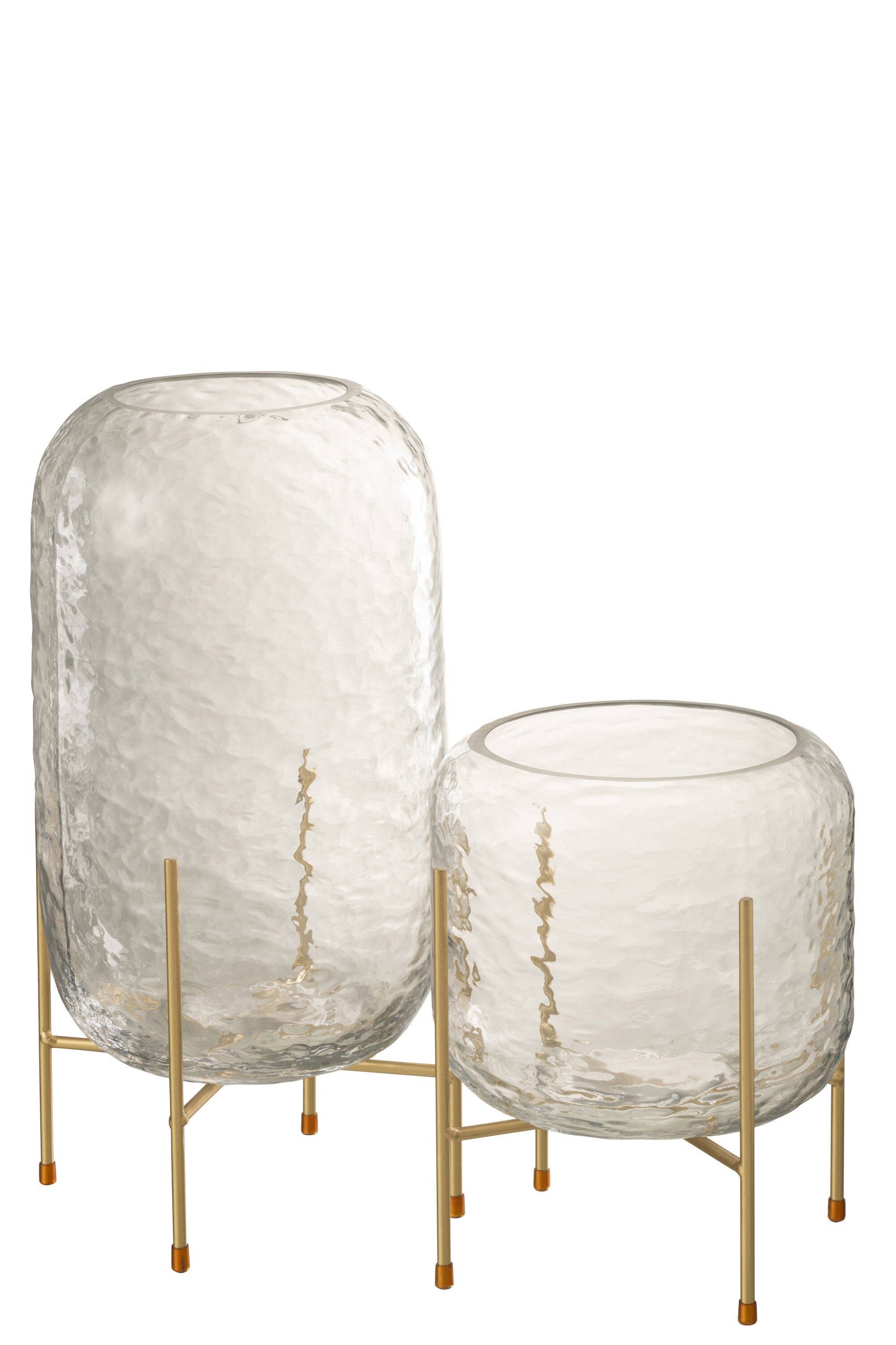 J-Line Vaas Rond Op Voet Glas Transparant Large - 37.00 cm hoog