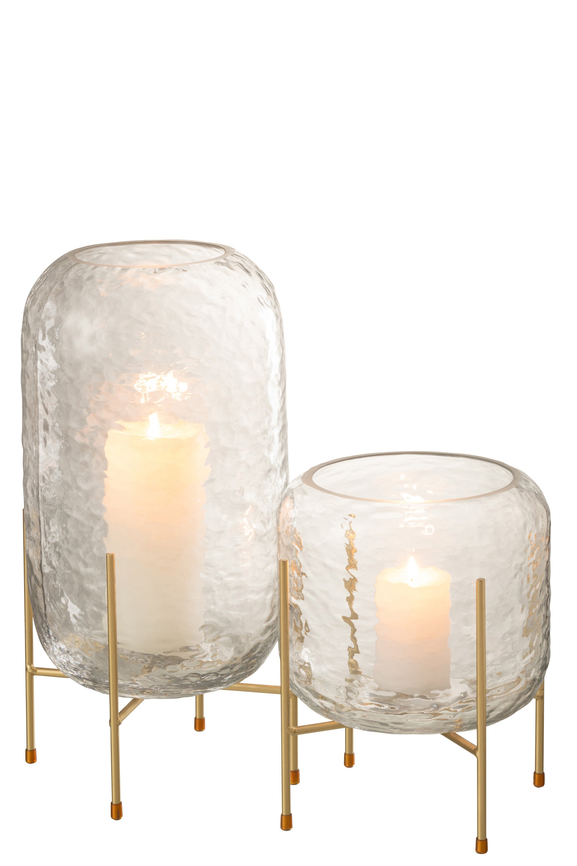 J-Line Vaas Rond Op Voet Glas Transparant Large - 37.00 cm hoog