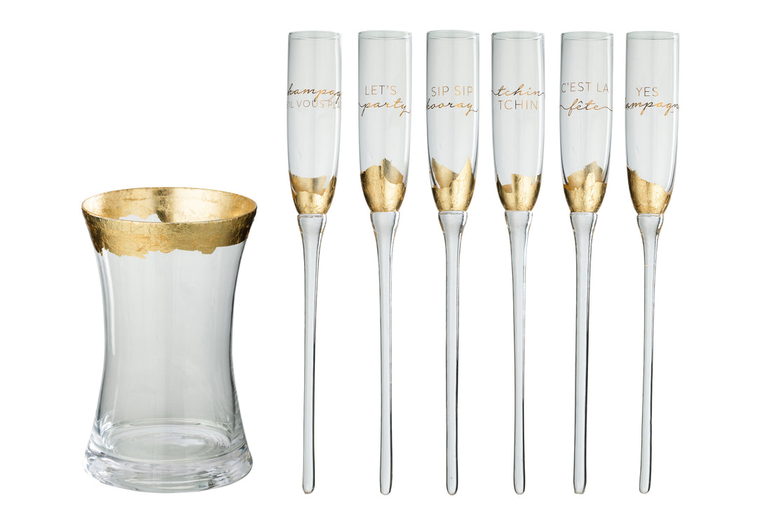 J-Line champagneglazen In Vaas - glas - goud