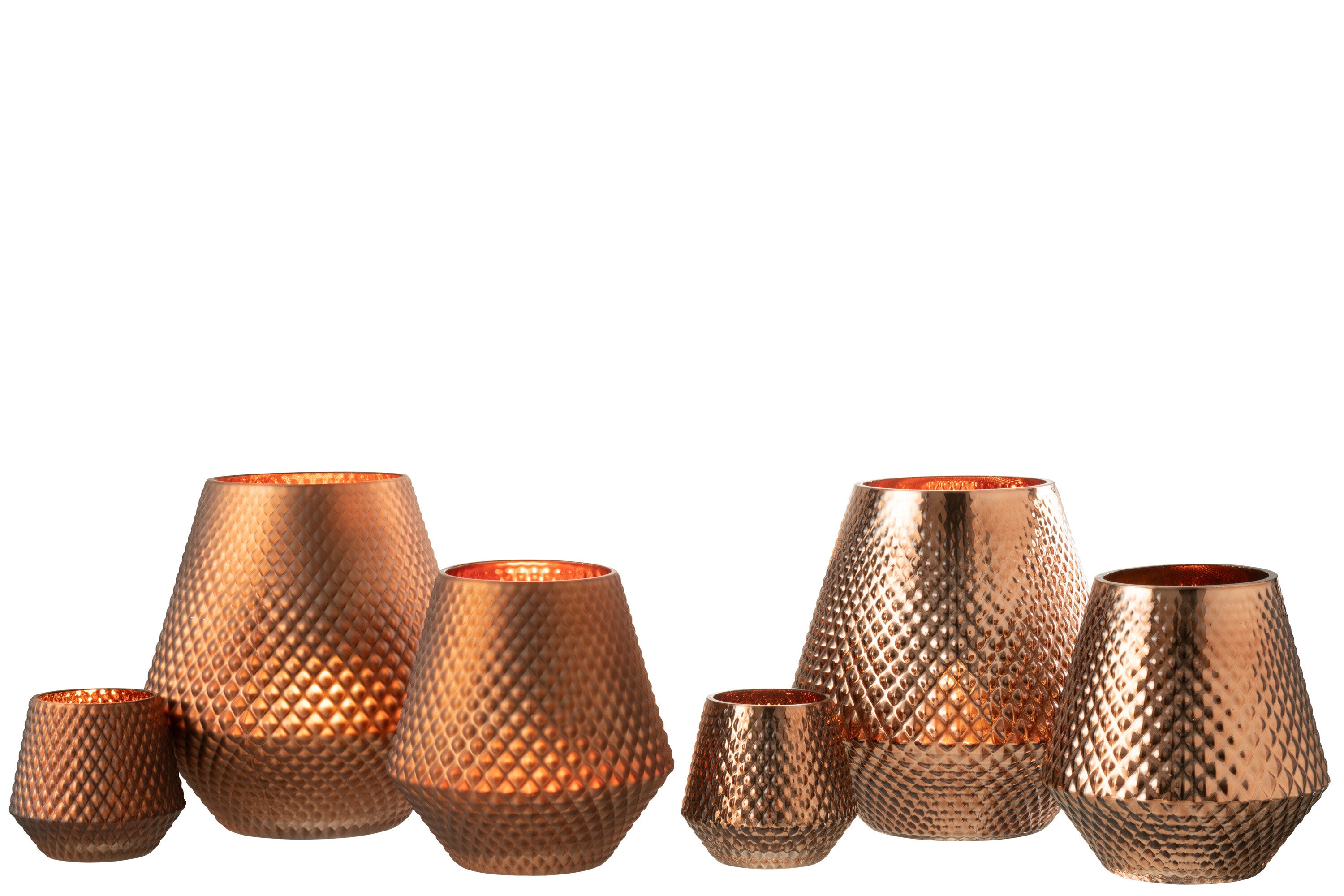 Theelichthouder Cari Glas Koper Medium Ass