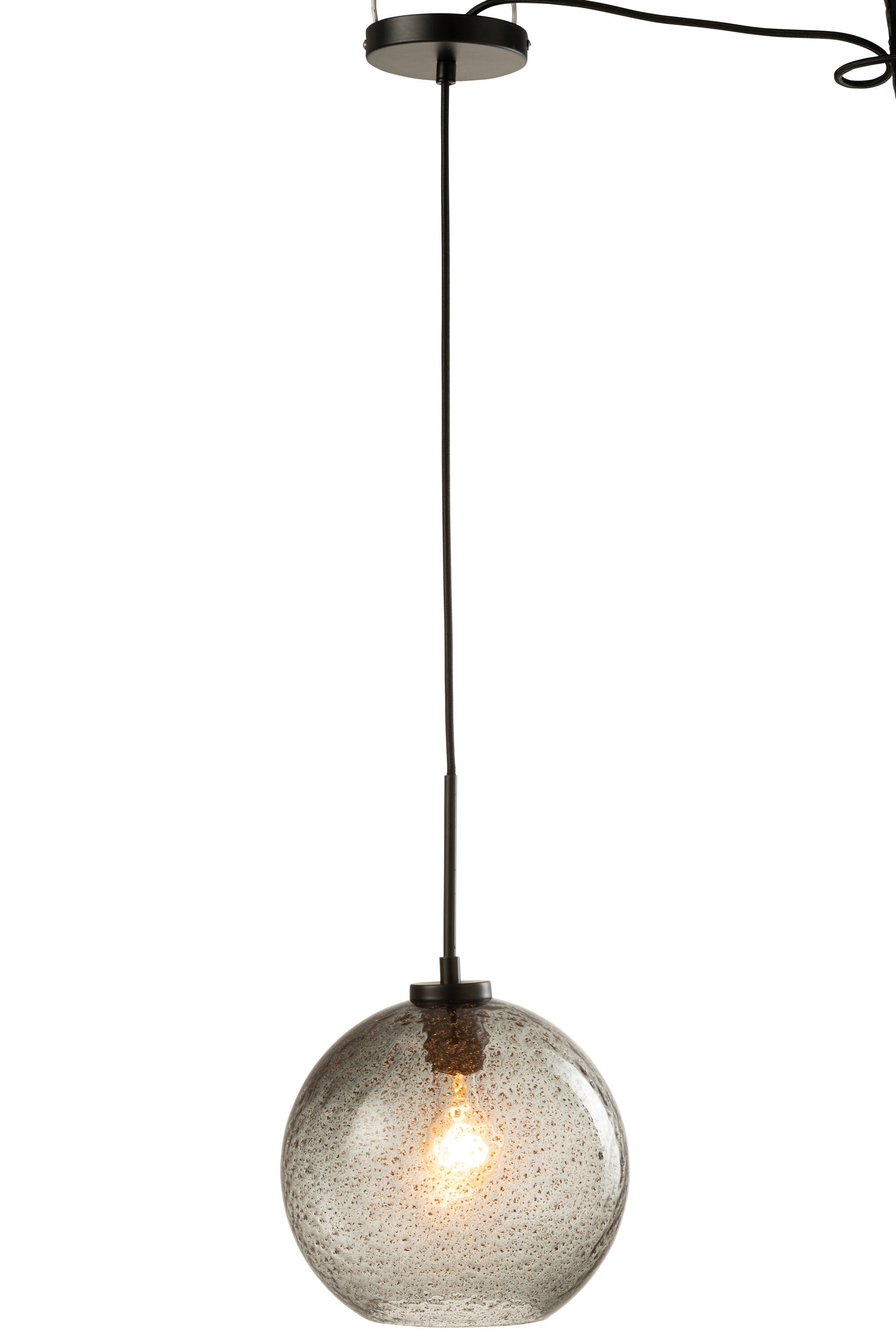 J-Line Spikkel Bol hanglamp - glas - grijs - L