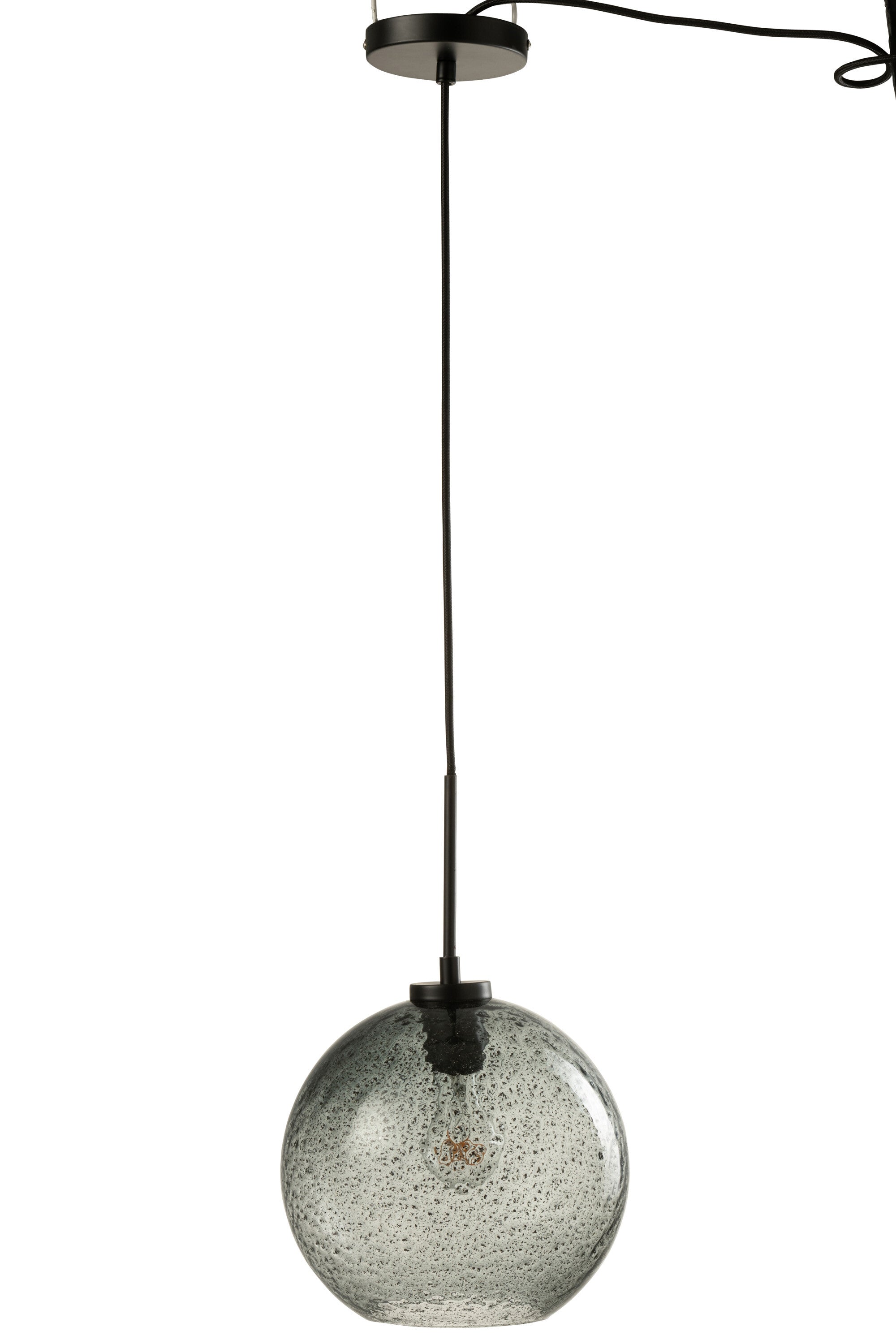 J-Line Spikkel Bol hanglamp - glas - grijs - L