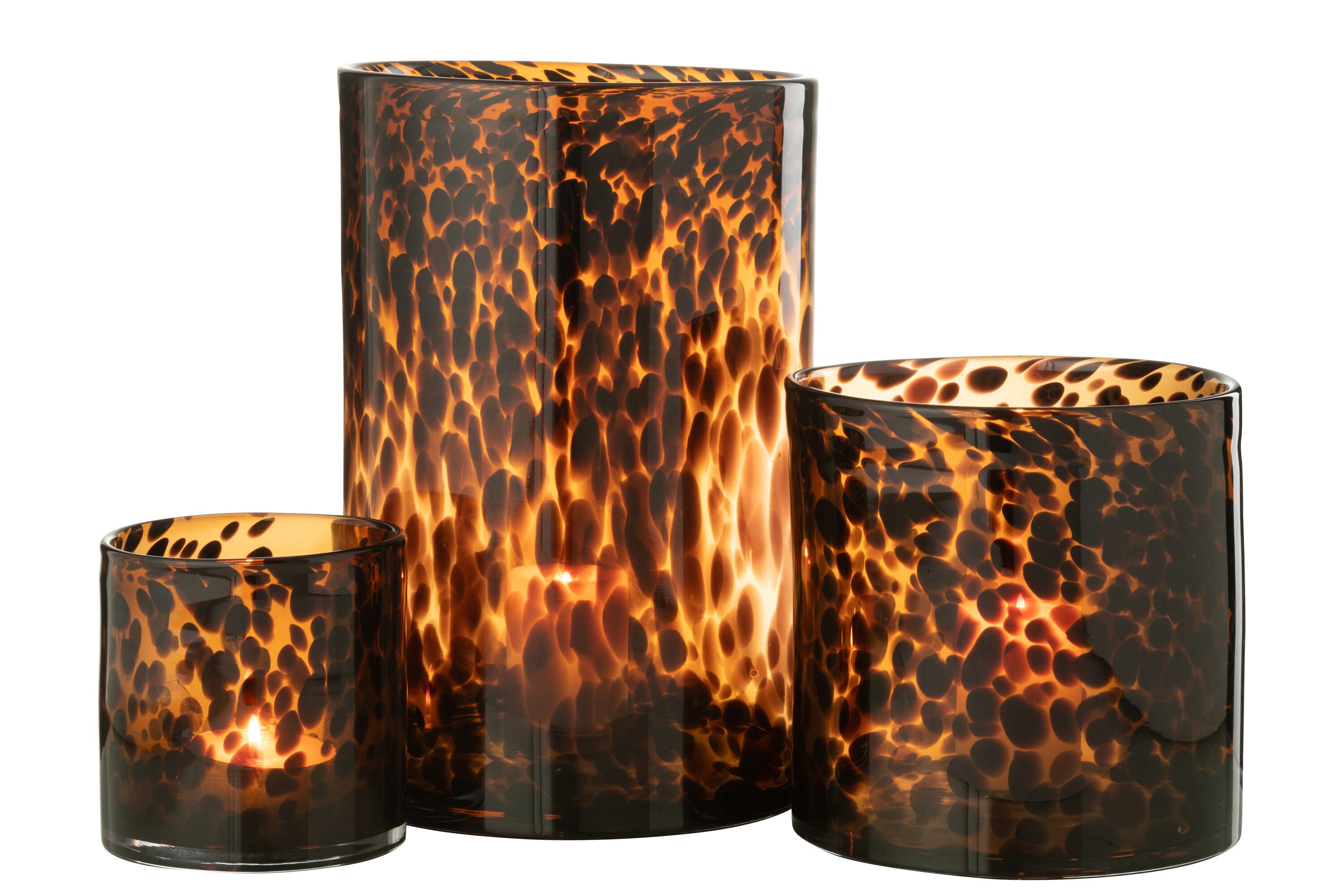 Orkaan Cilinder Stippen Glas Bruin/Zwart Groot