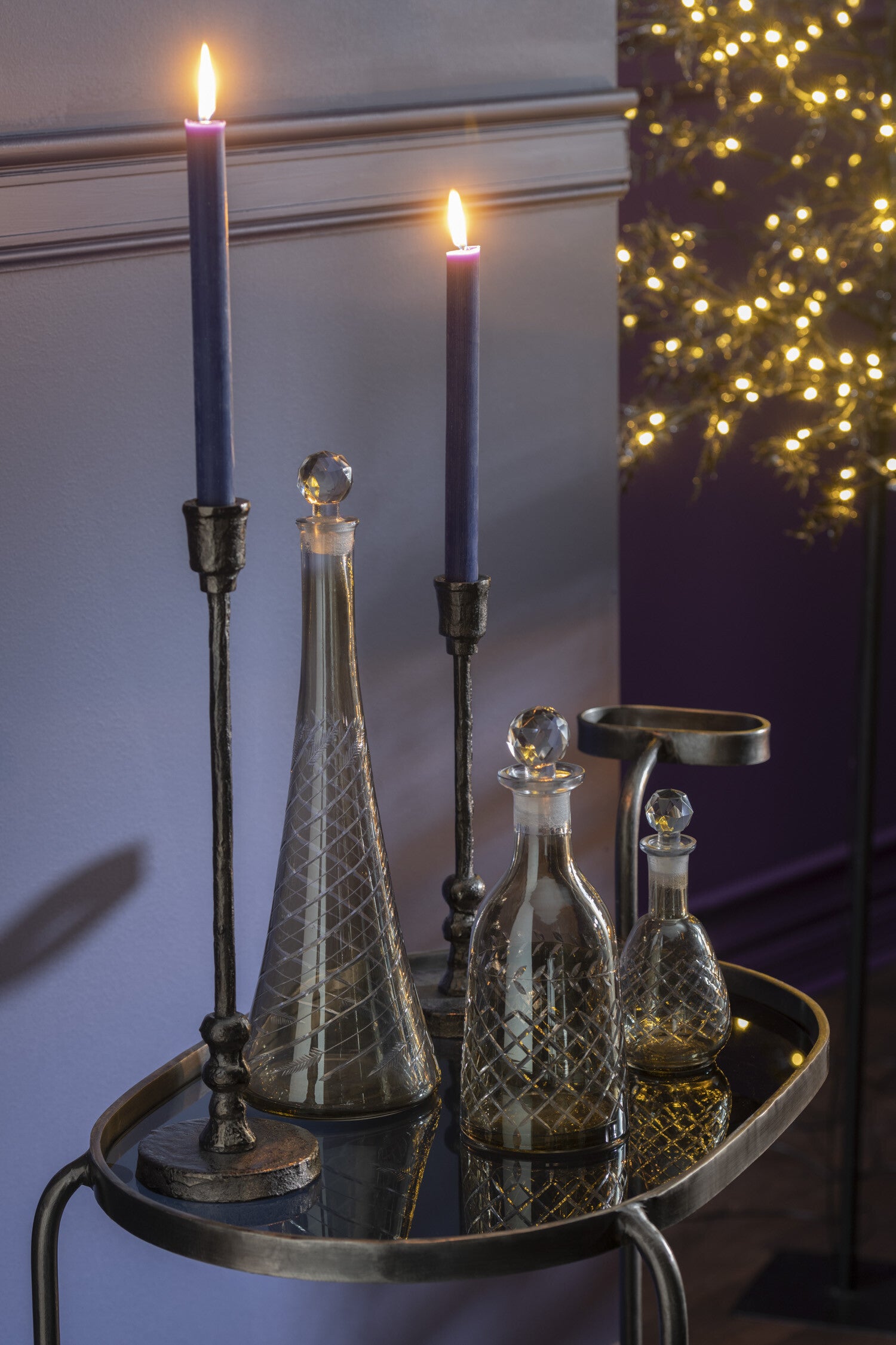 J-Line Set Van Drie Kandelaars Becca Aluminium Zwart