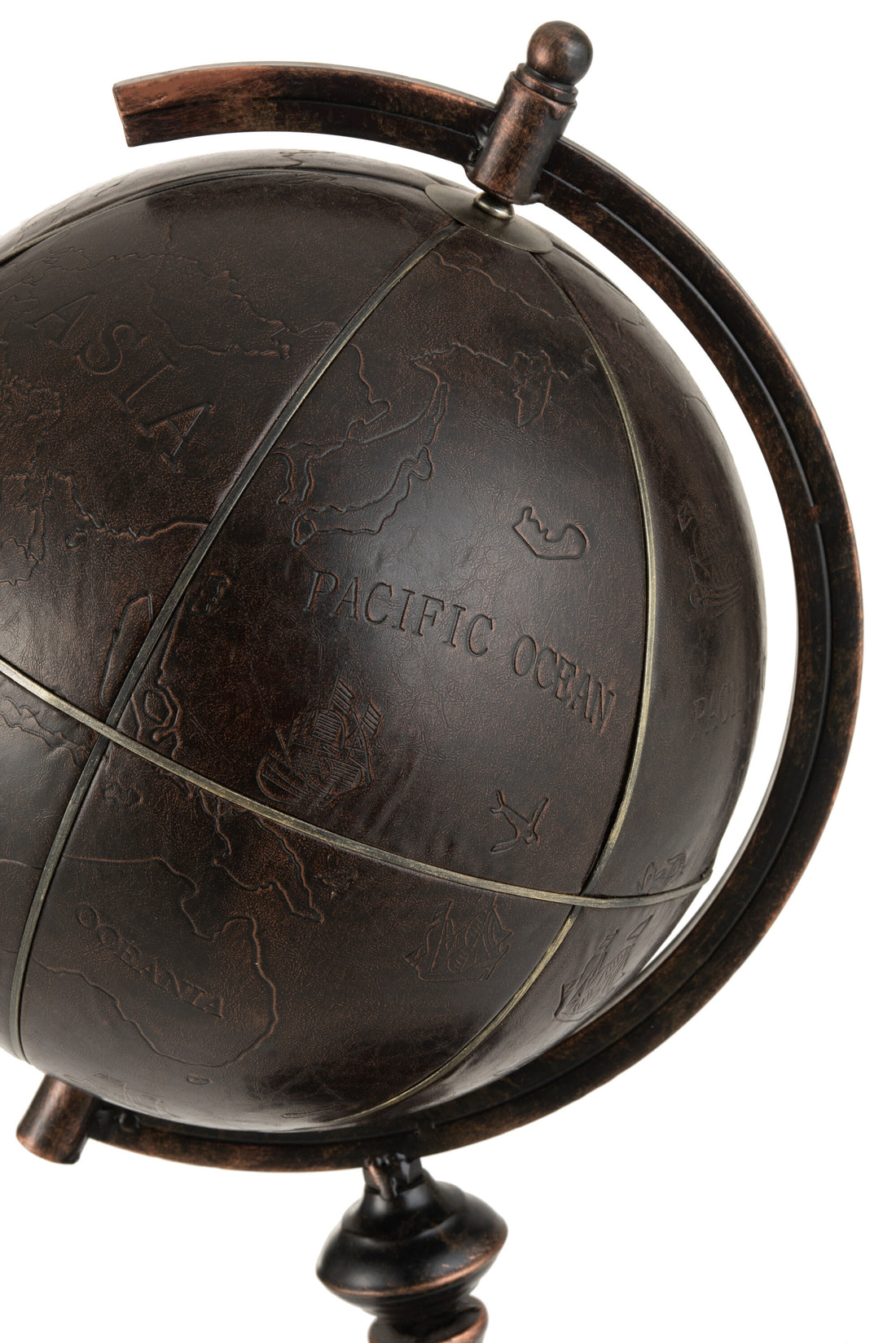 Wereldbol Gravure Metaal Donkerbruin