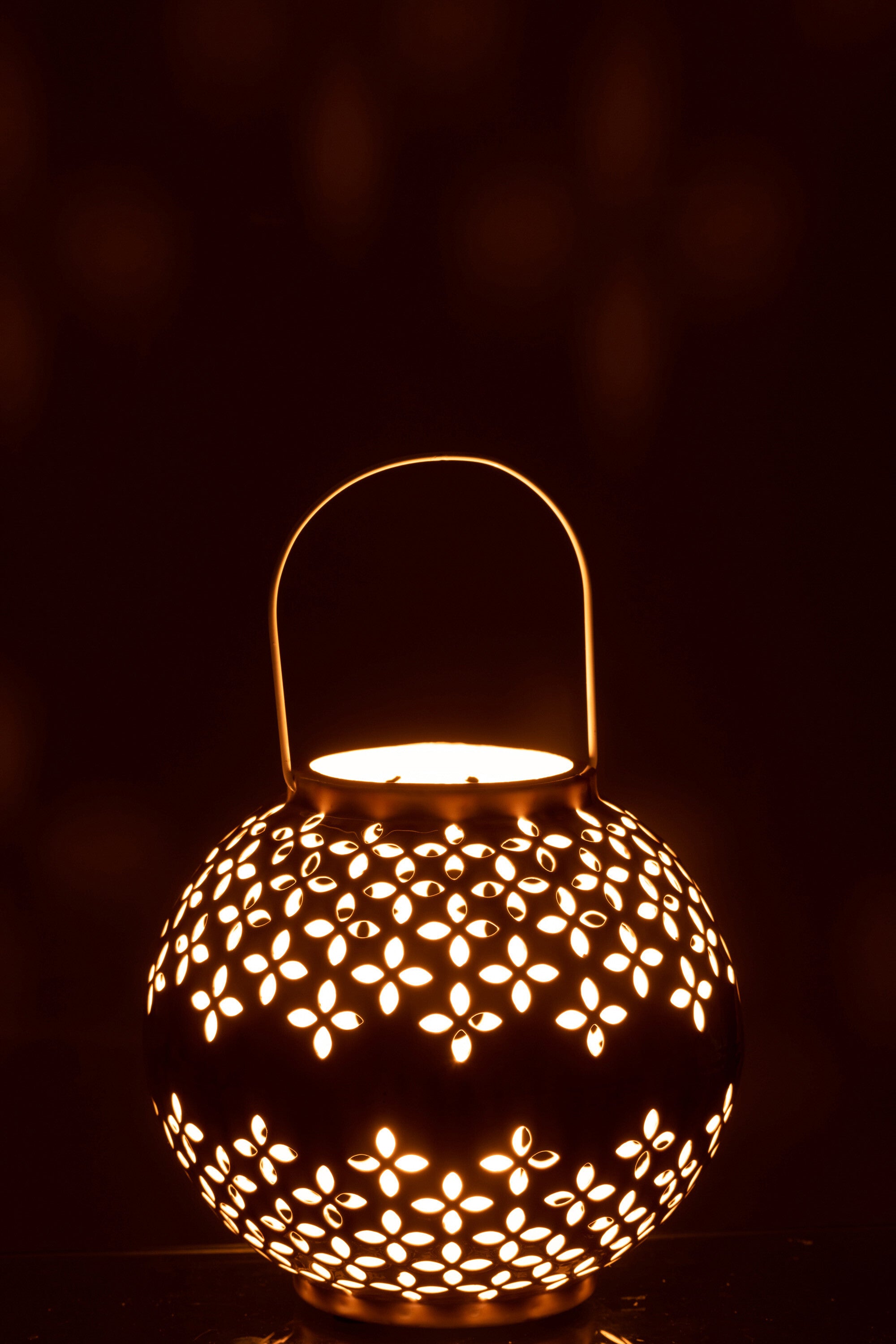 J-Line lantaarn Bol Geperforeerd - ijzer - oker