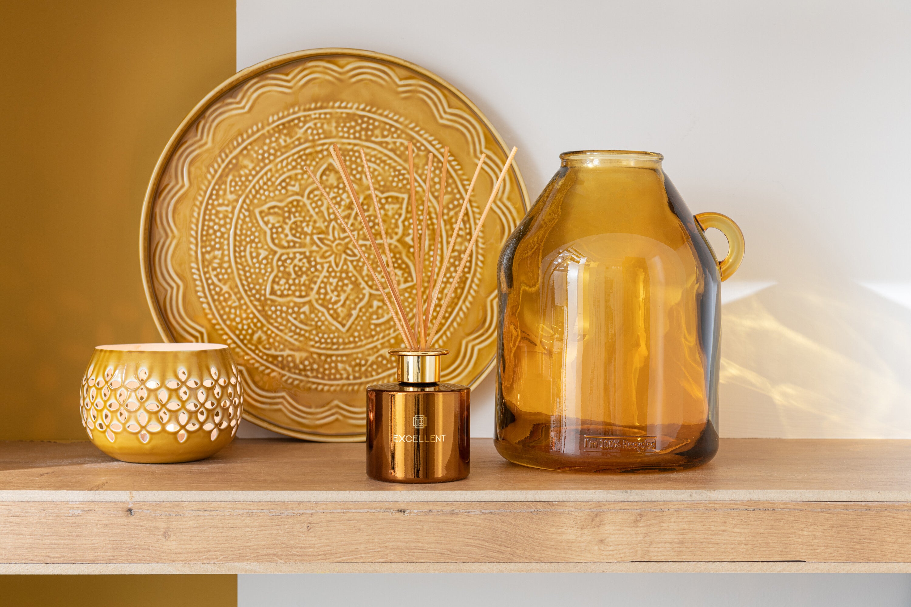 J-Line Plateau Rond Klassiek Ijzer Oker Small