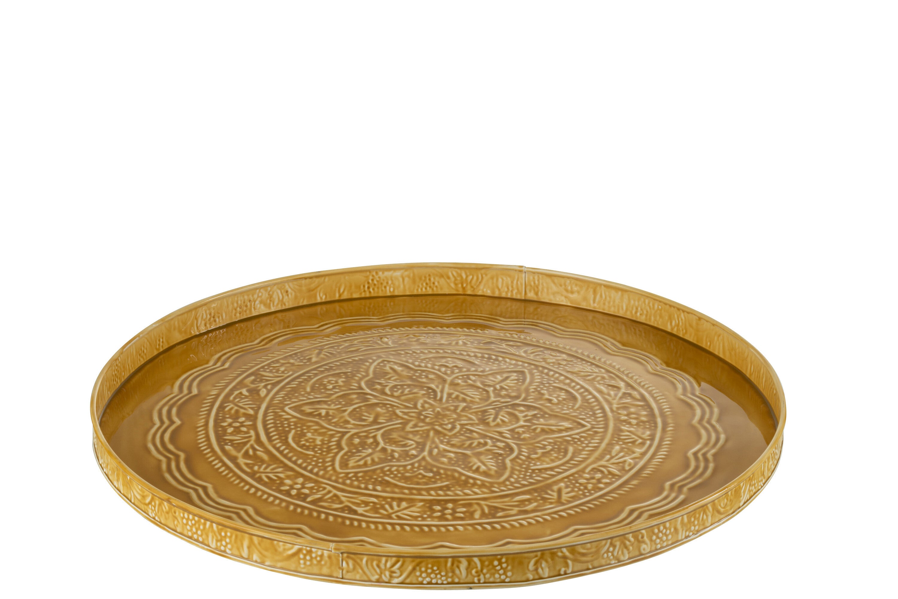 J-Line Plateau Rond Klassiek Ijzer Oker Medium