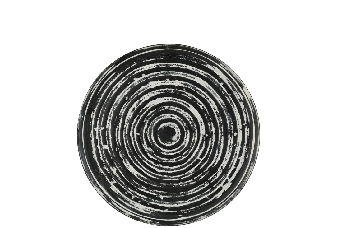J-Line Plateau Rond Klassiek Ijzer Zwart/Wit
