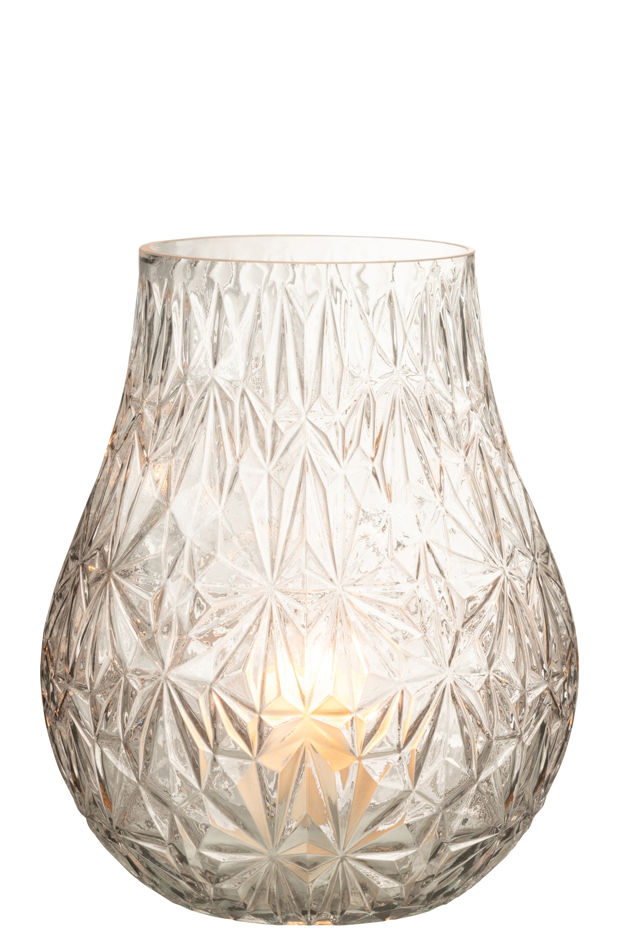 J-Line Vaas Nox Geslepen Glas Transparant Large - 28.50 cm hoog