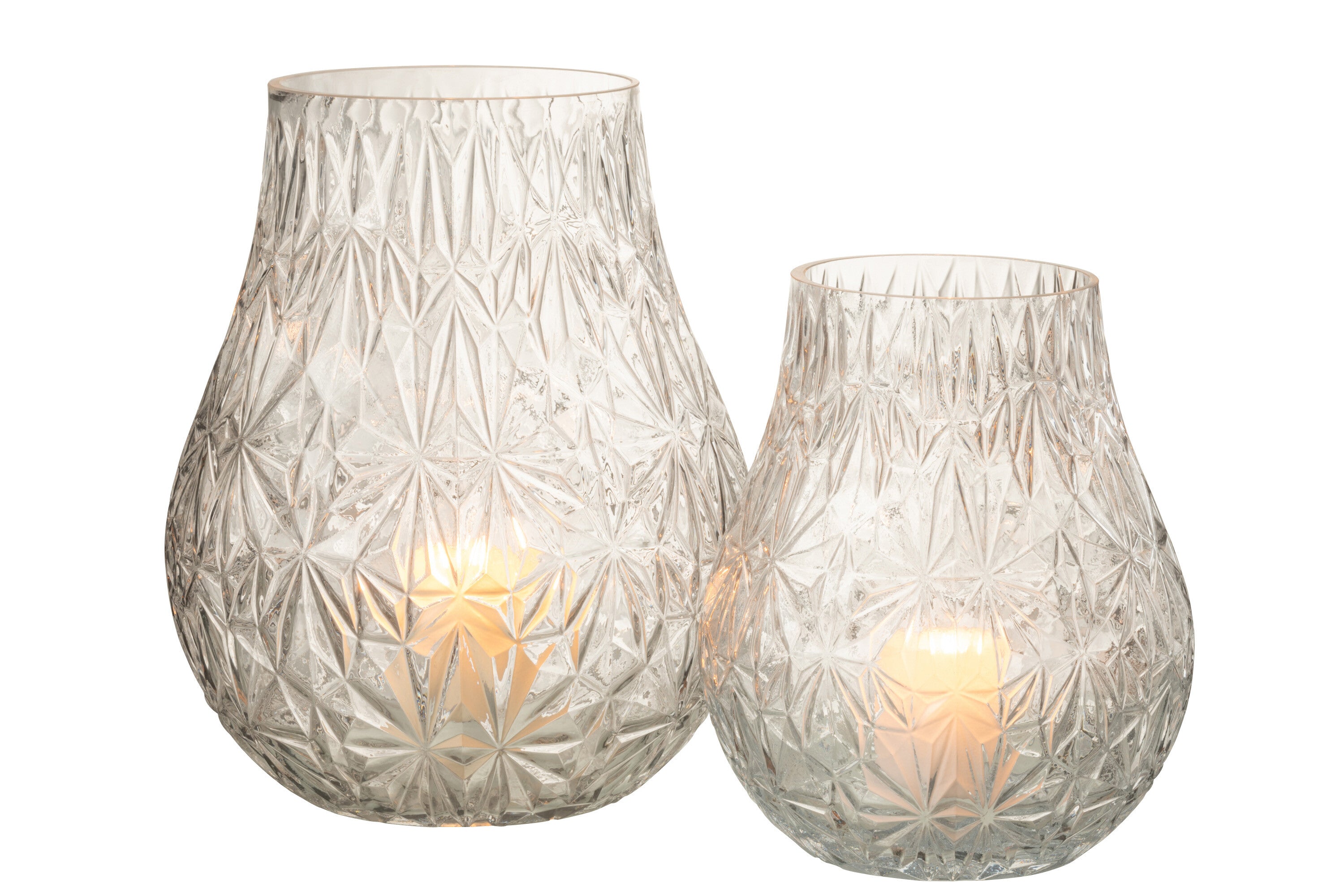 J-Line Vaas Nox Geslepen Glas Transparant Large - 28.50 cm hoog