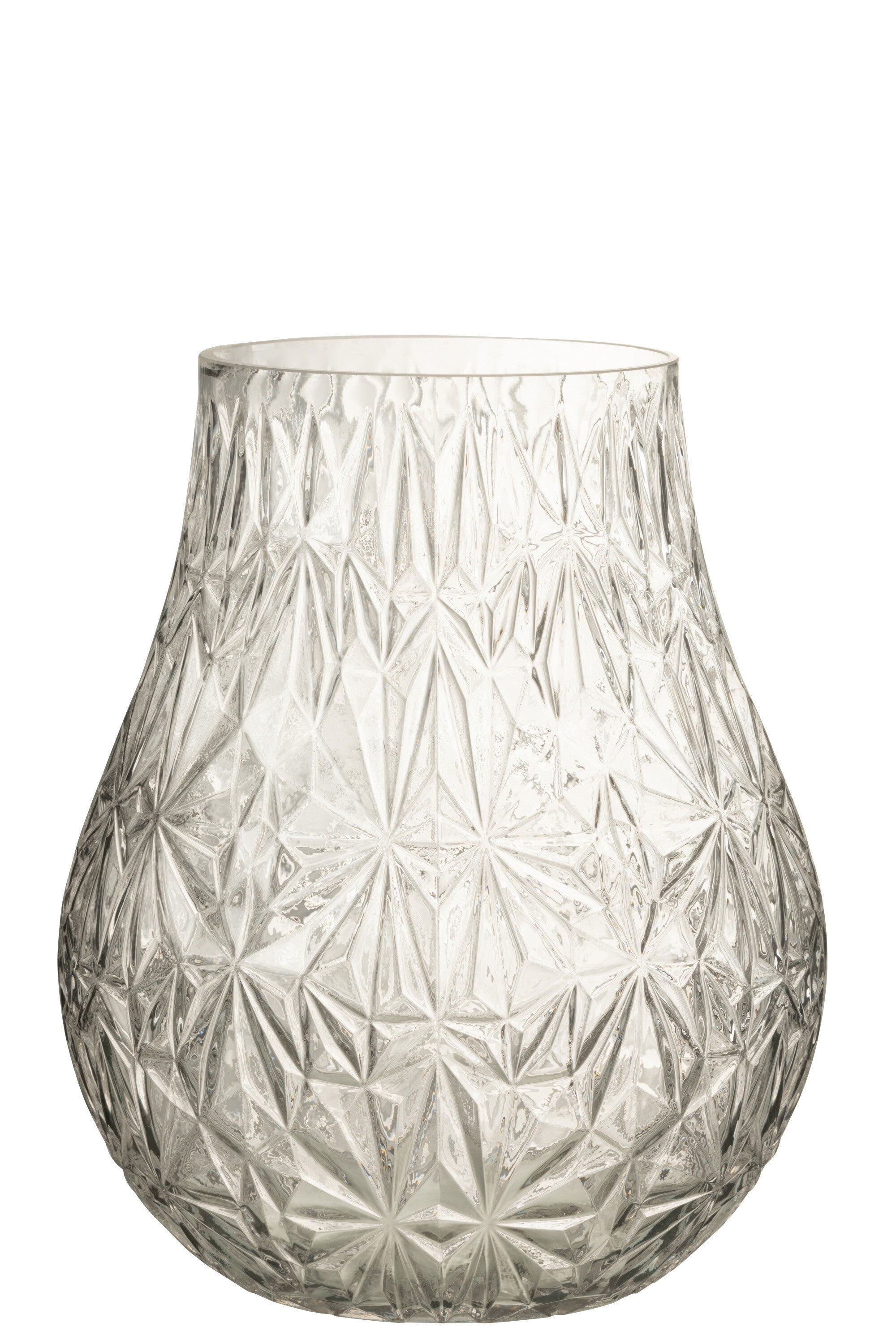 J-Line Vaas Nox Geslepen Glas Transparant Large - 28.50 cm hoog