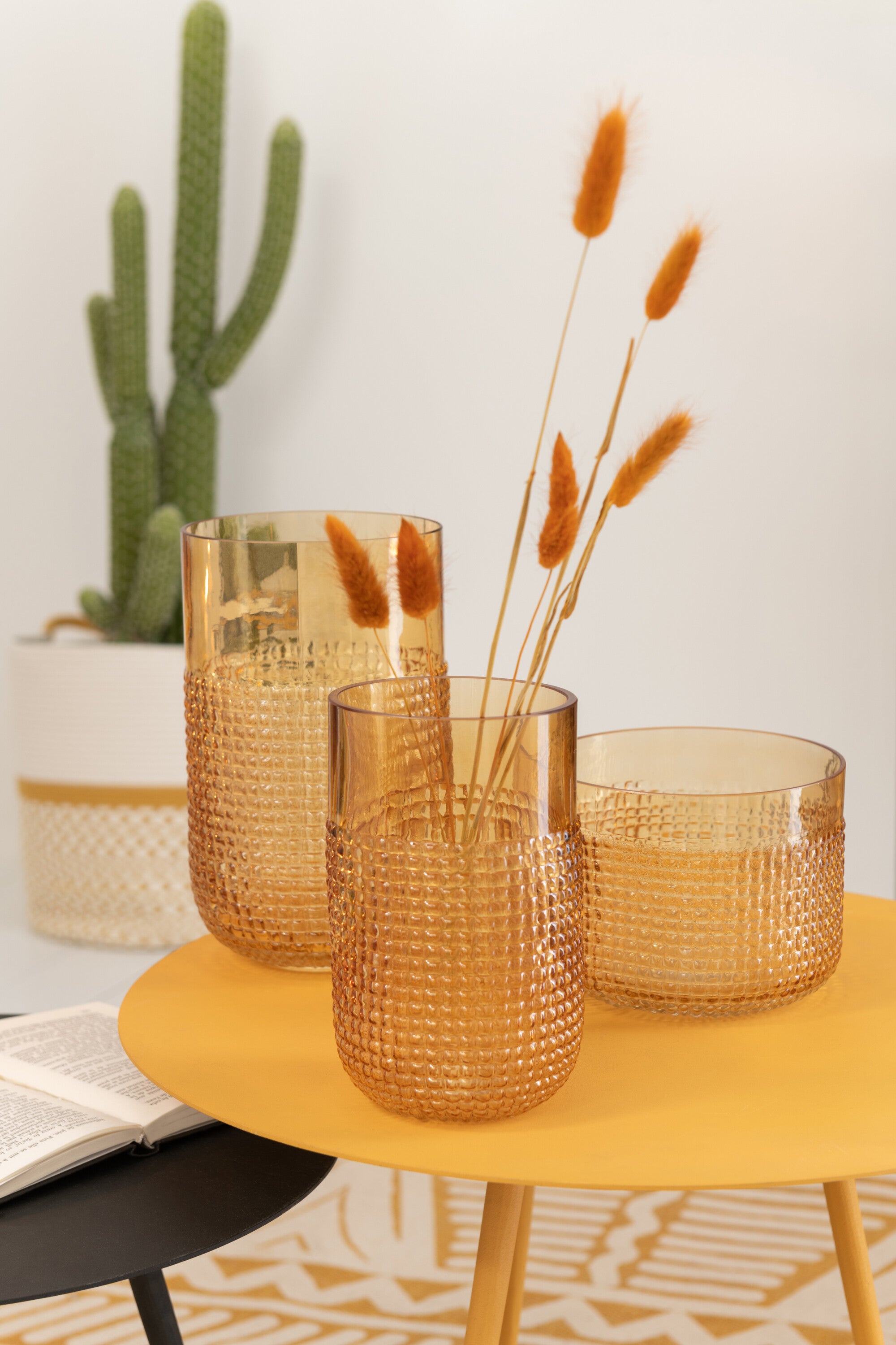 J-Line Vaas Patroon Glas Oranje Large - 13.50 cm hoog