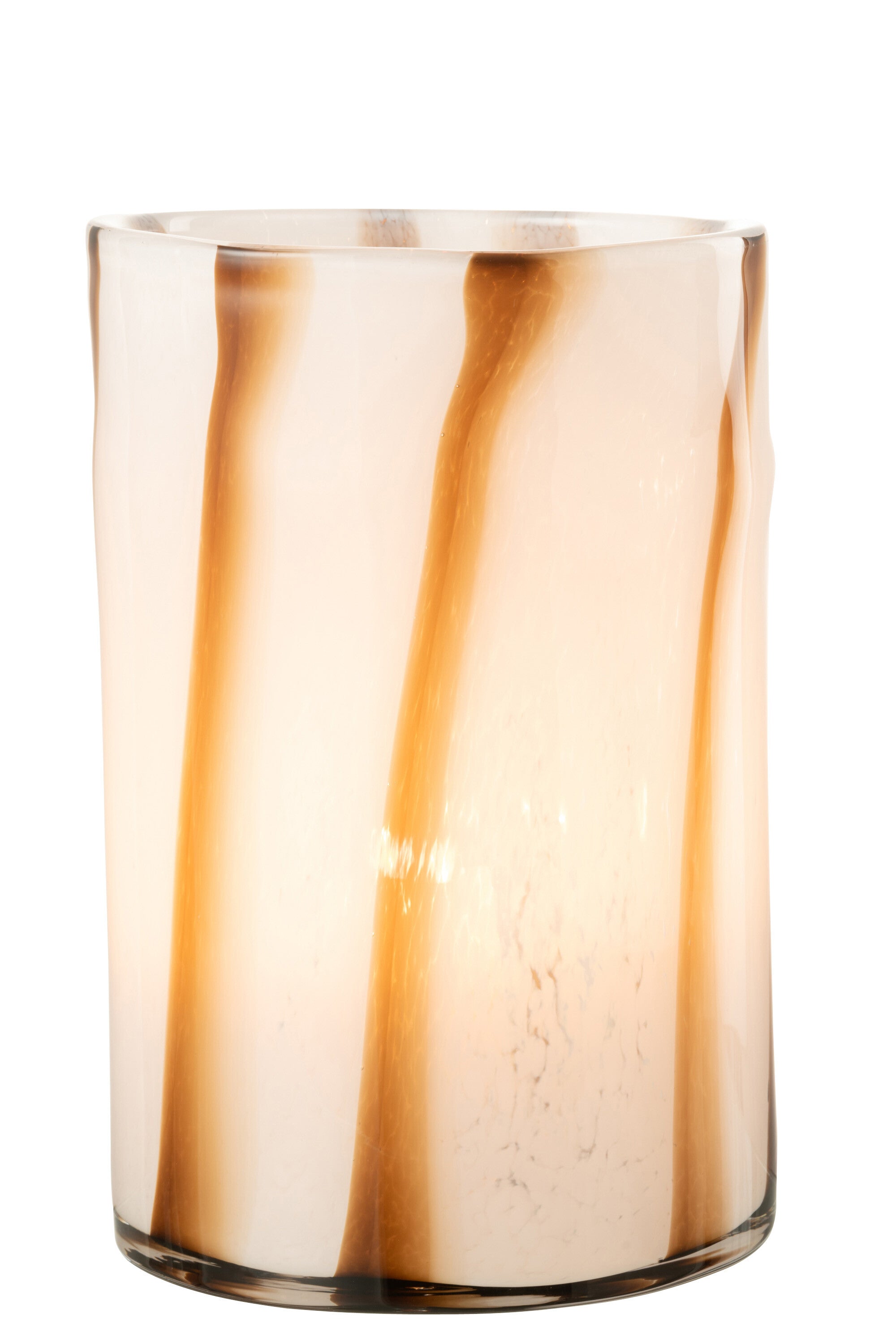 Orkaanstrepen Safari Glas Wit/Bruin Groot