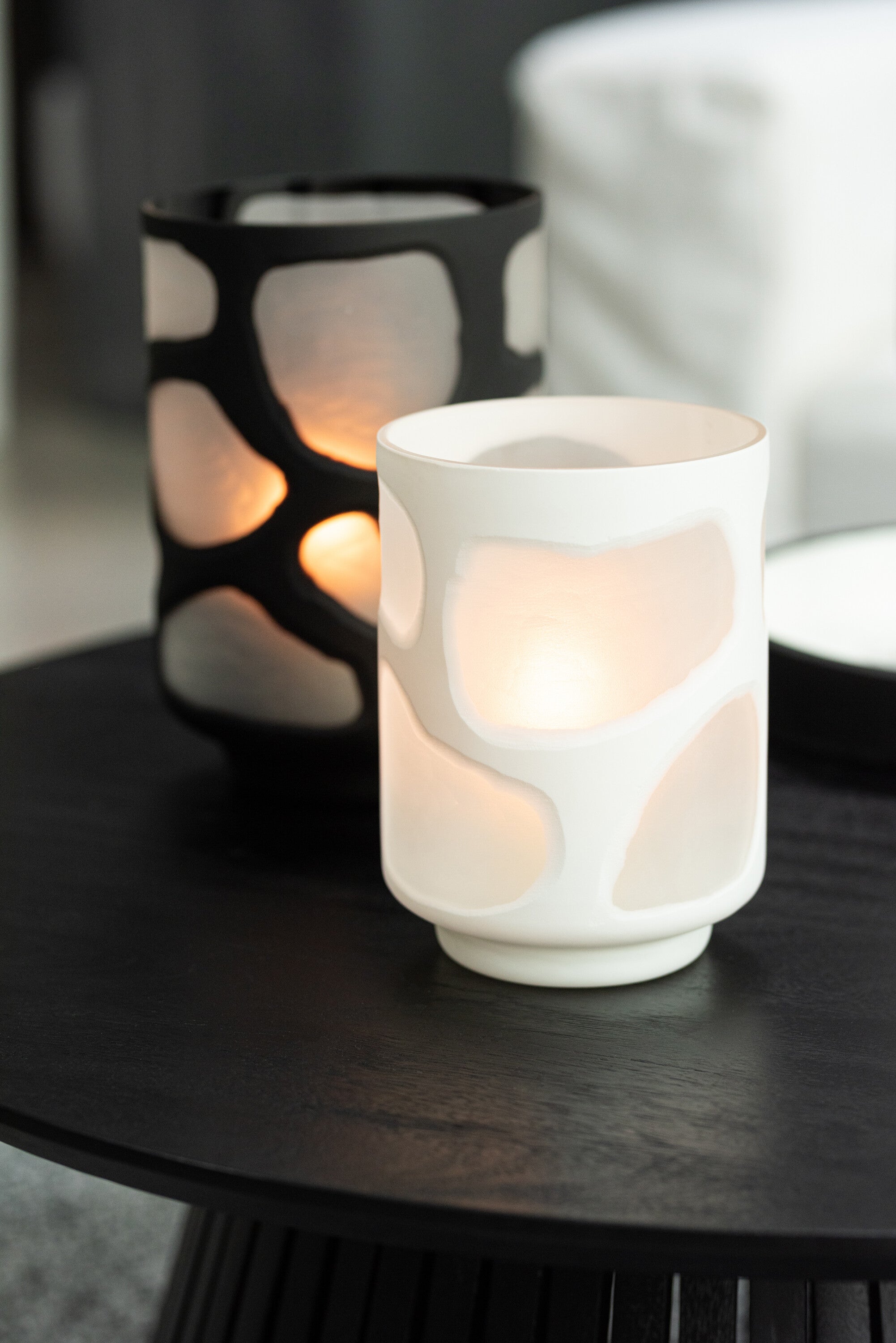 J-Line vaas Vlekken - glas - wit - 19.50 cm hoog