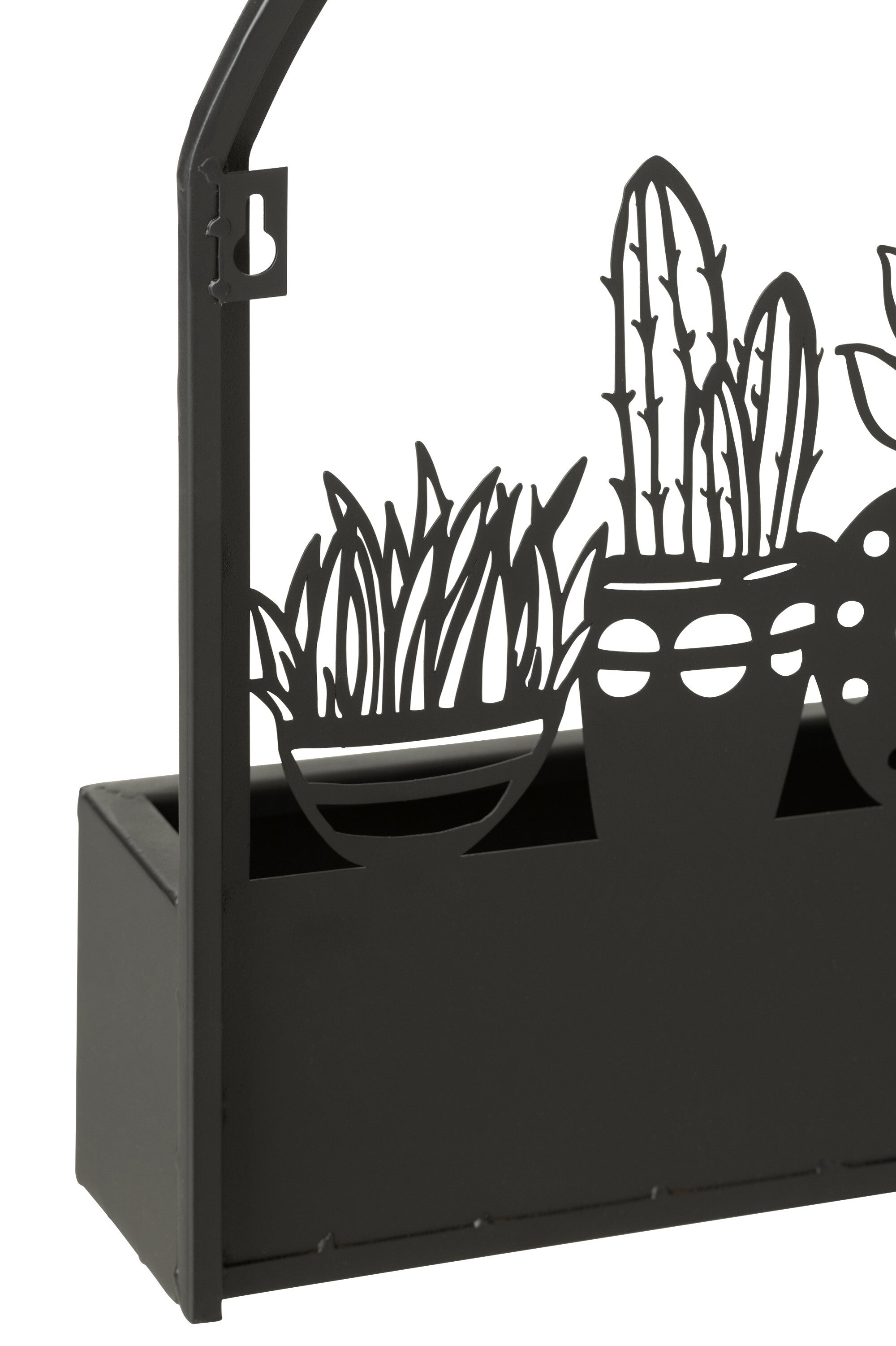 Wanddecoratie/Bloempot Cactus Metaal Zwart